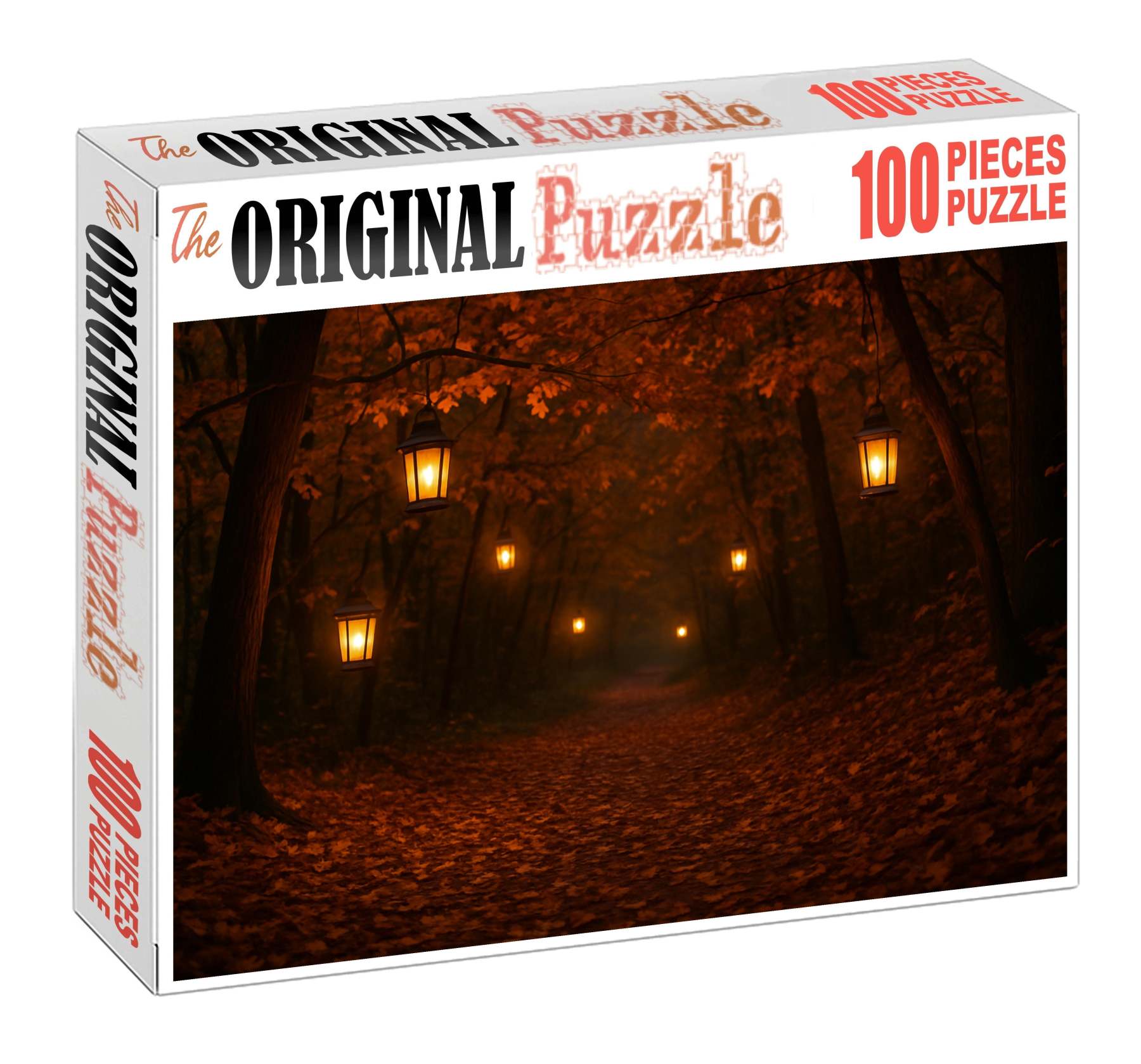 Early Autumn Festival Pathway Leaf Litter And Lanterns 100 Piece Puzzle