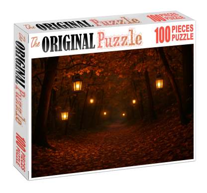 Early Autumn Festival Pathway Leaf Litter And Lanterns 100 Piece Puzzle