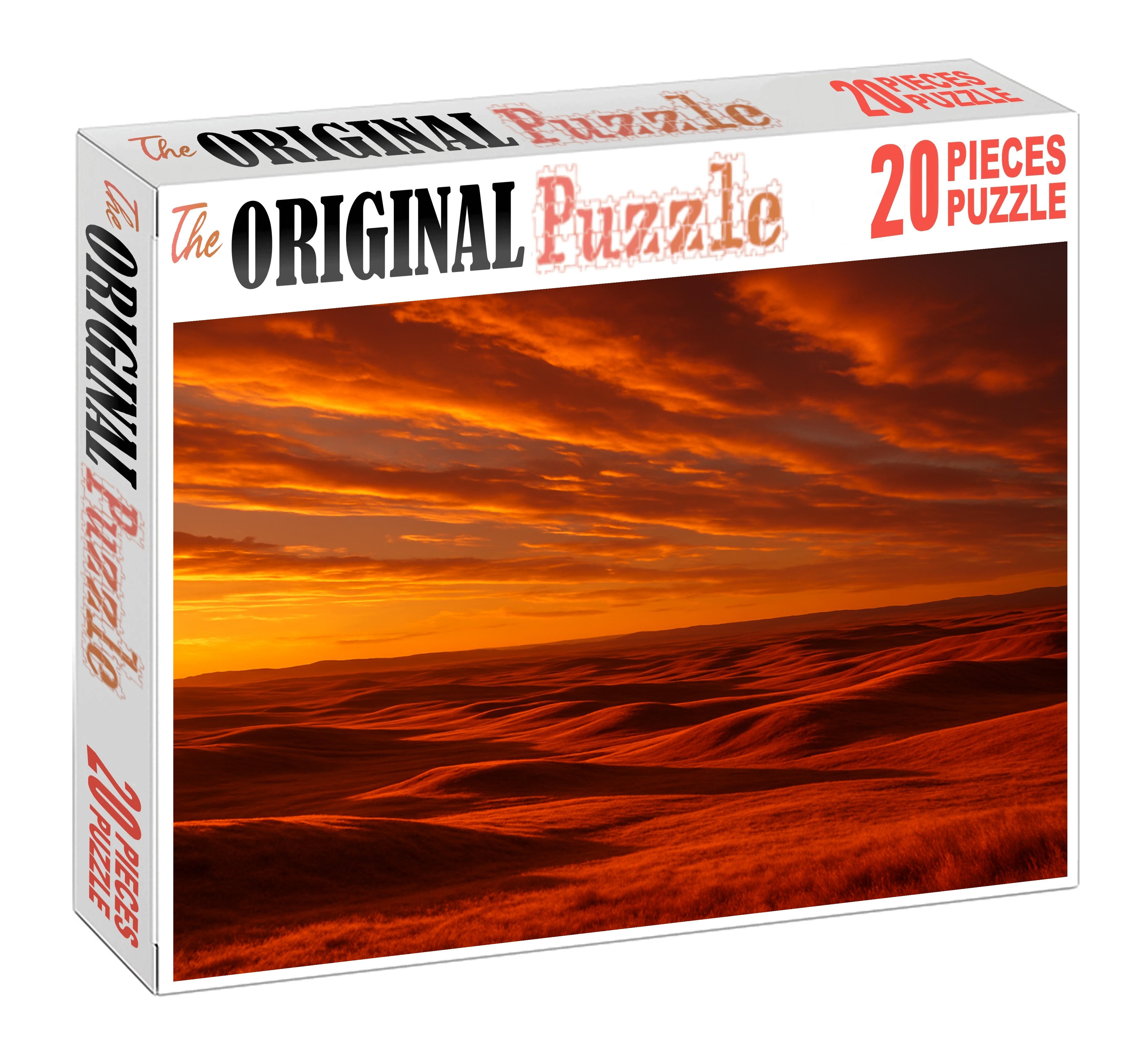 Amber Radiance Over Rolling Plains Mini Puzzle