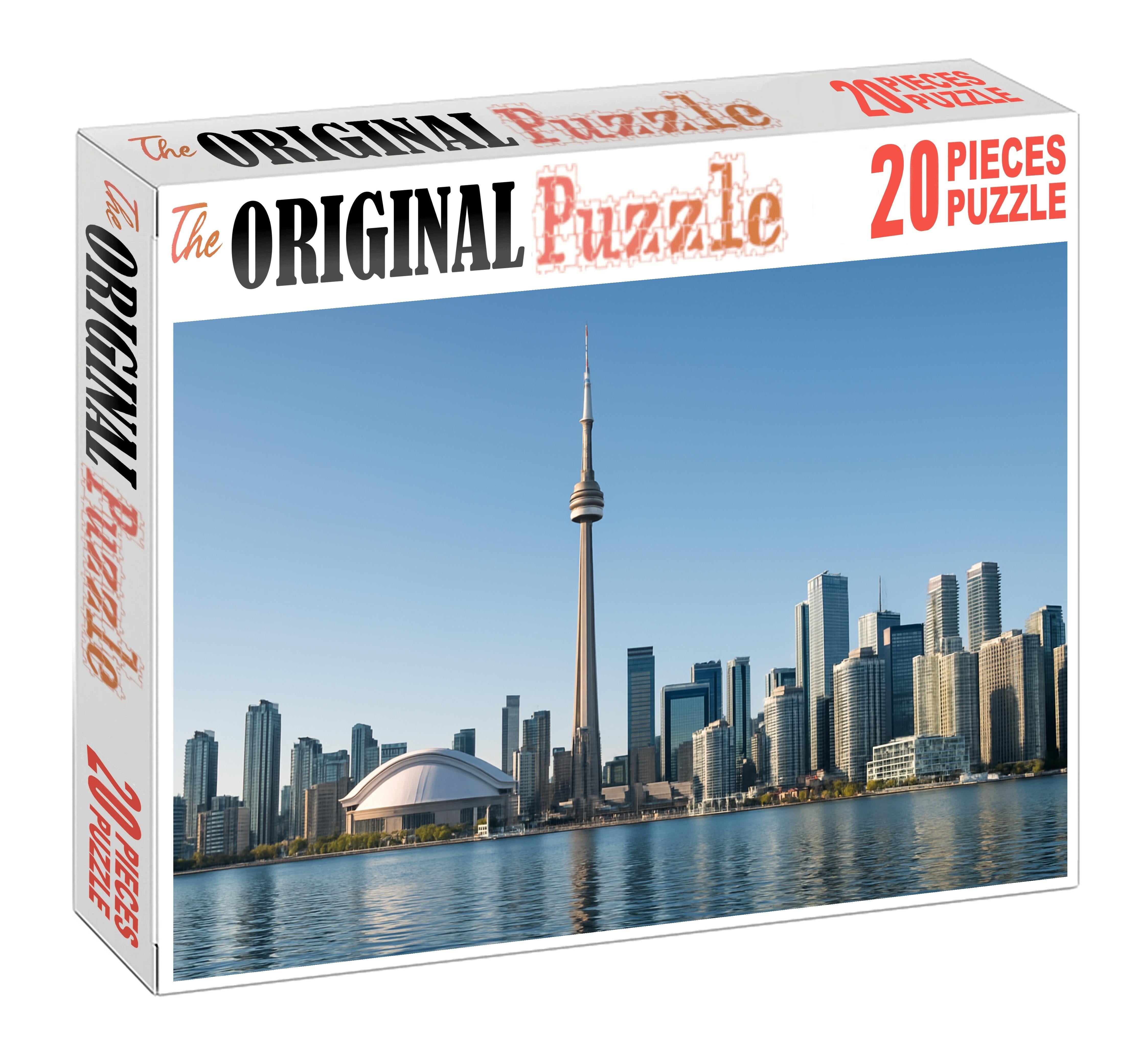 Toronto Lakefront Skyline Dominated By The Iconic Cn Tower Soaring Above Mixed-use High-rises Along The Waterfront Puzzle Challenge