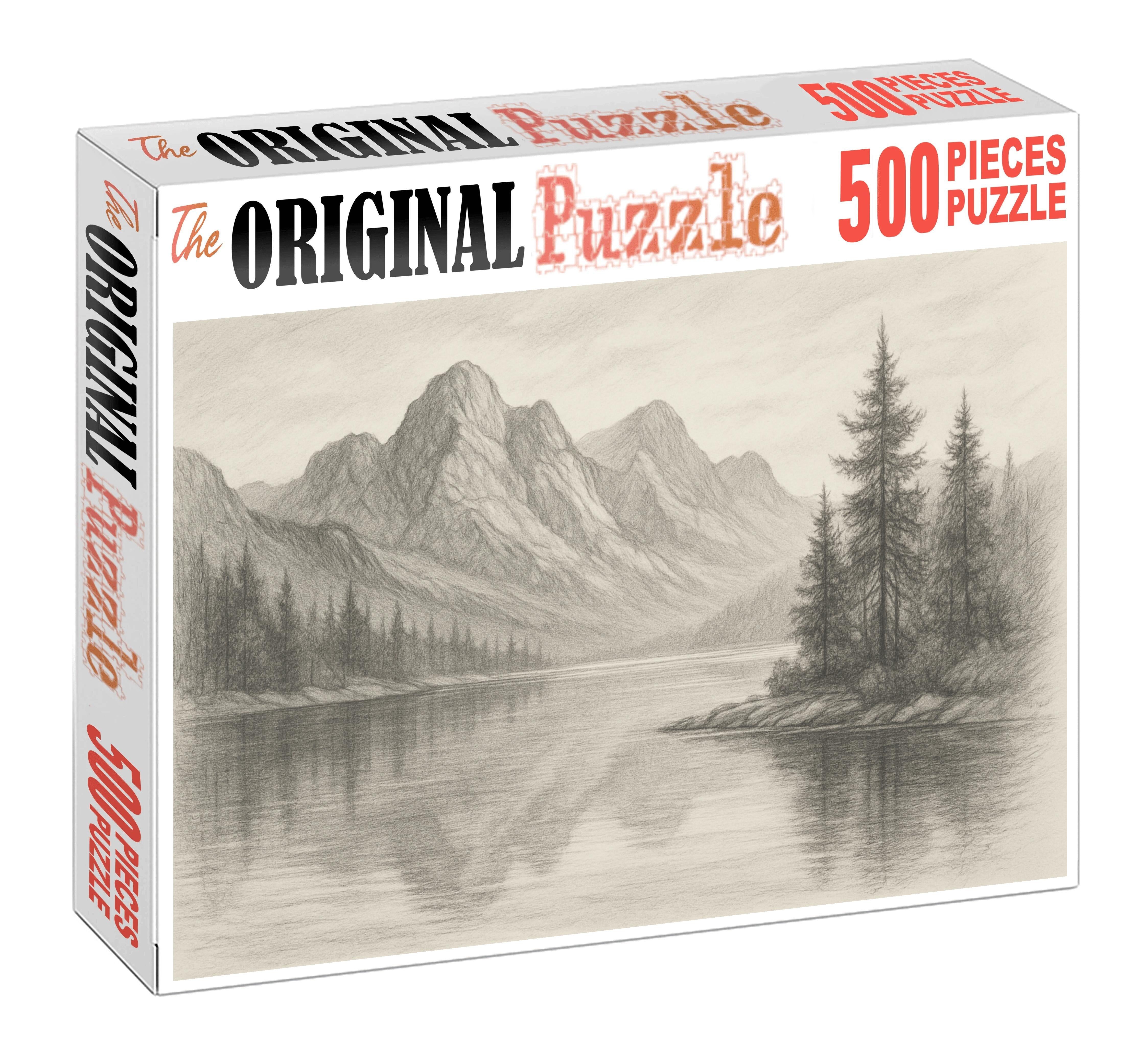 Serene Mountain Reflection Watercolor Pencil And Soft Graphite Puzzle Challenge