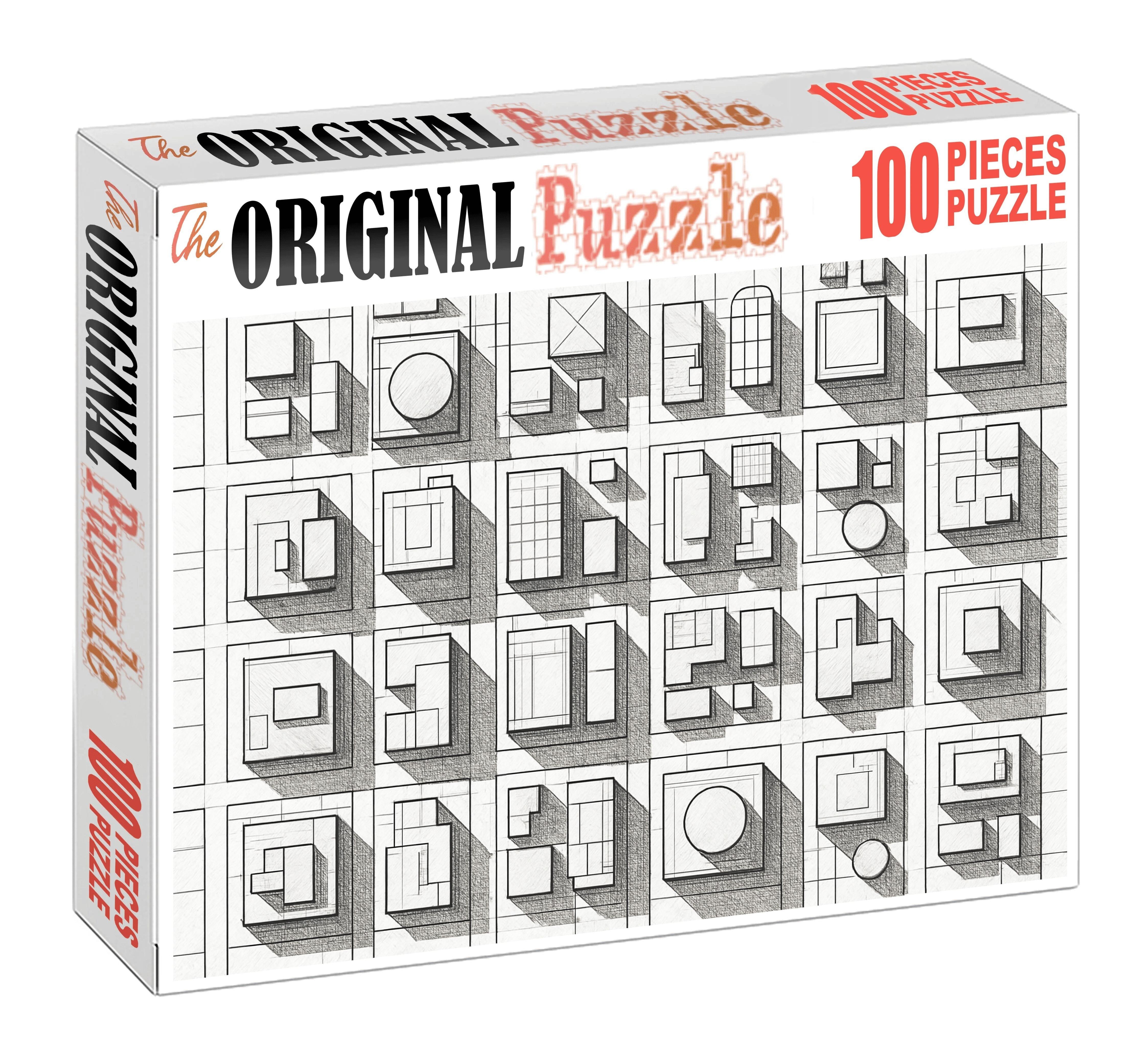 Futuristic City Grid Technical Pen Illustration With Geometric Precision Large Format Puzzle