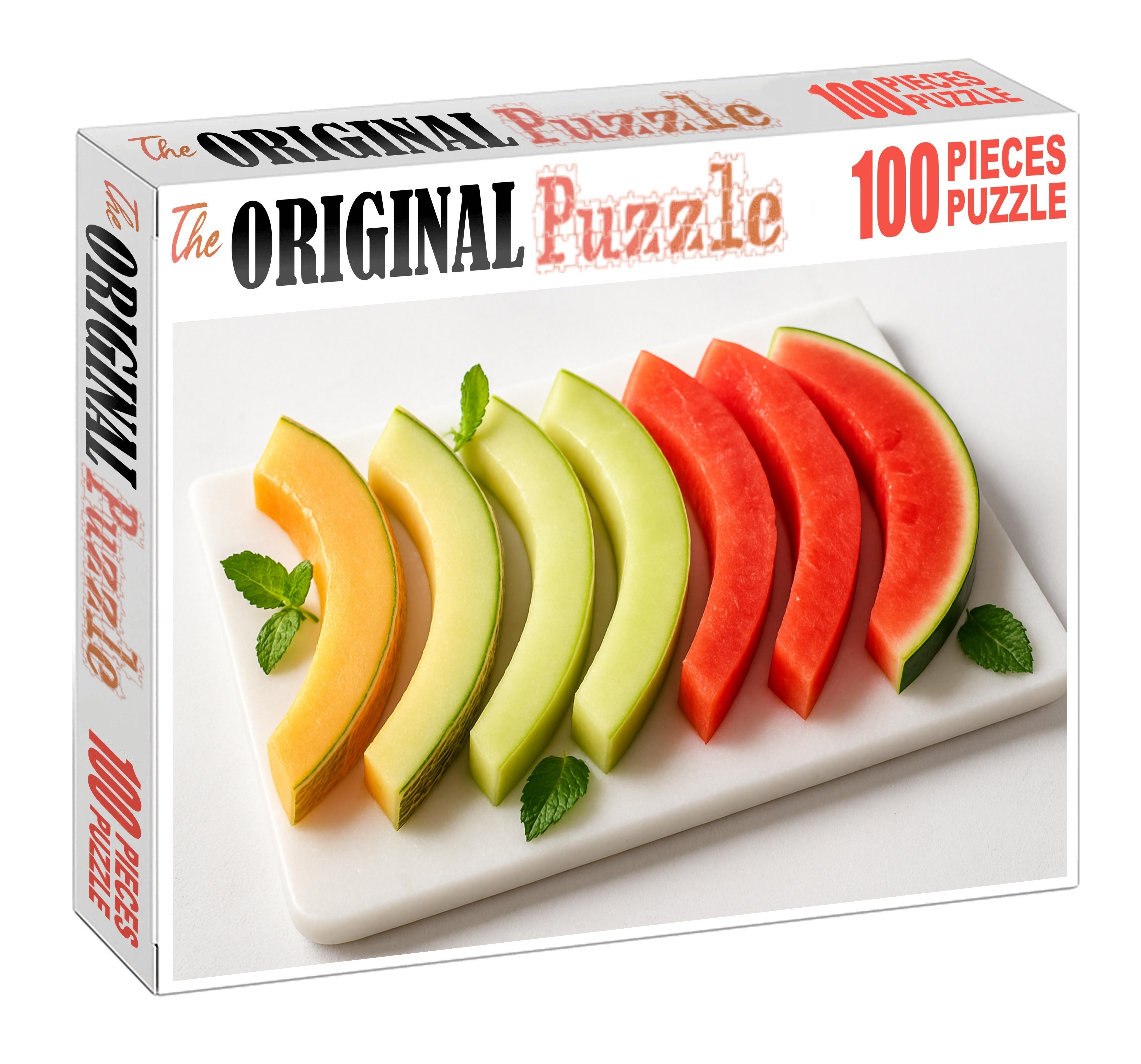 Melon Medley Delight Curved Slices Of Cantaloupe Honeydew And Watermelon Mini Puzzle