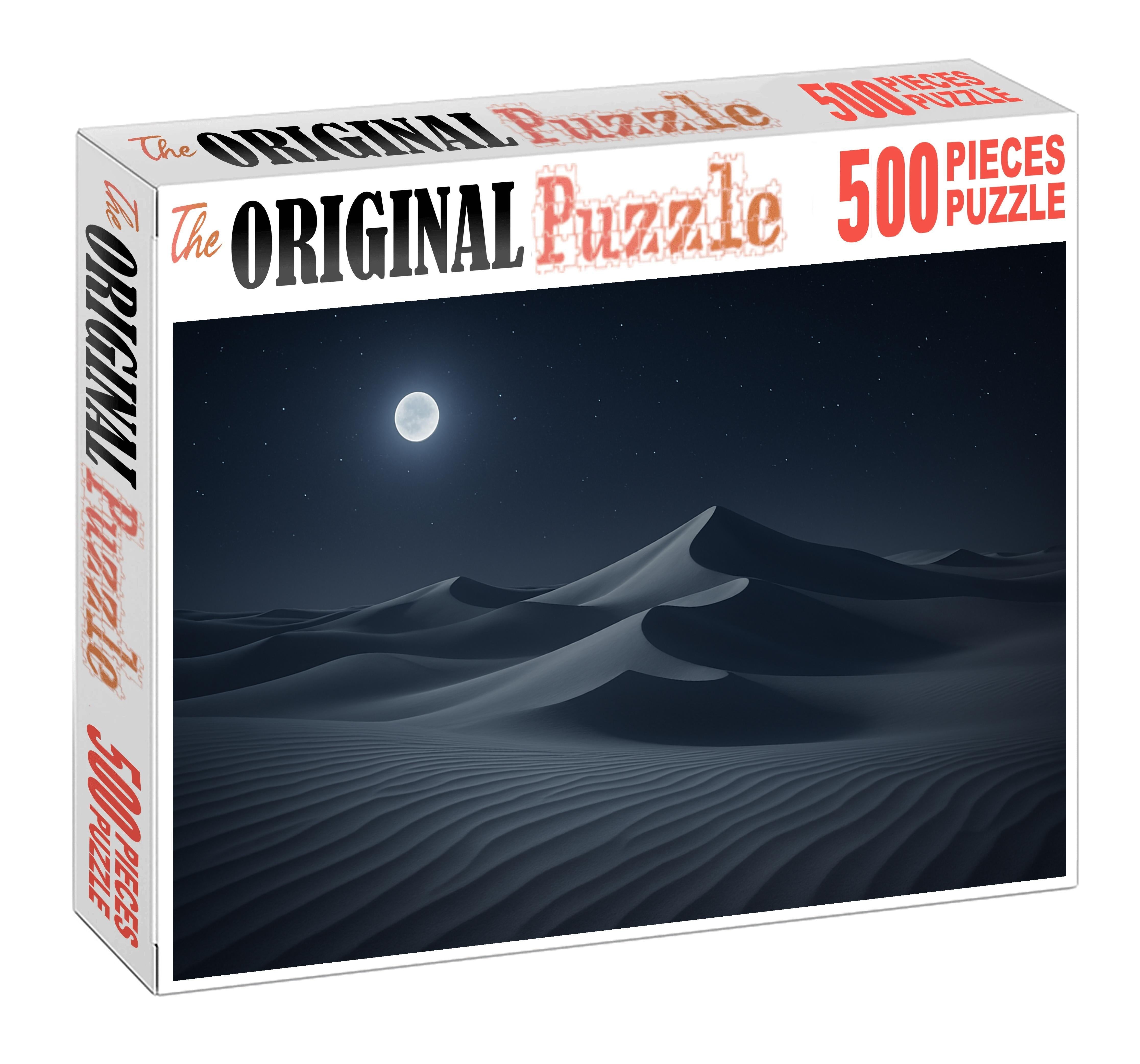 Silver Crest Dunes Moonlit Ripples Across Pale Sands 500 Piece Puzzle