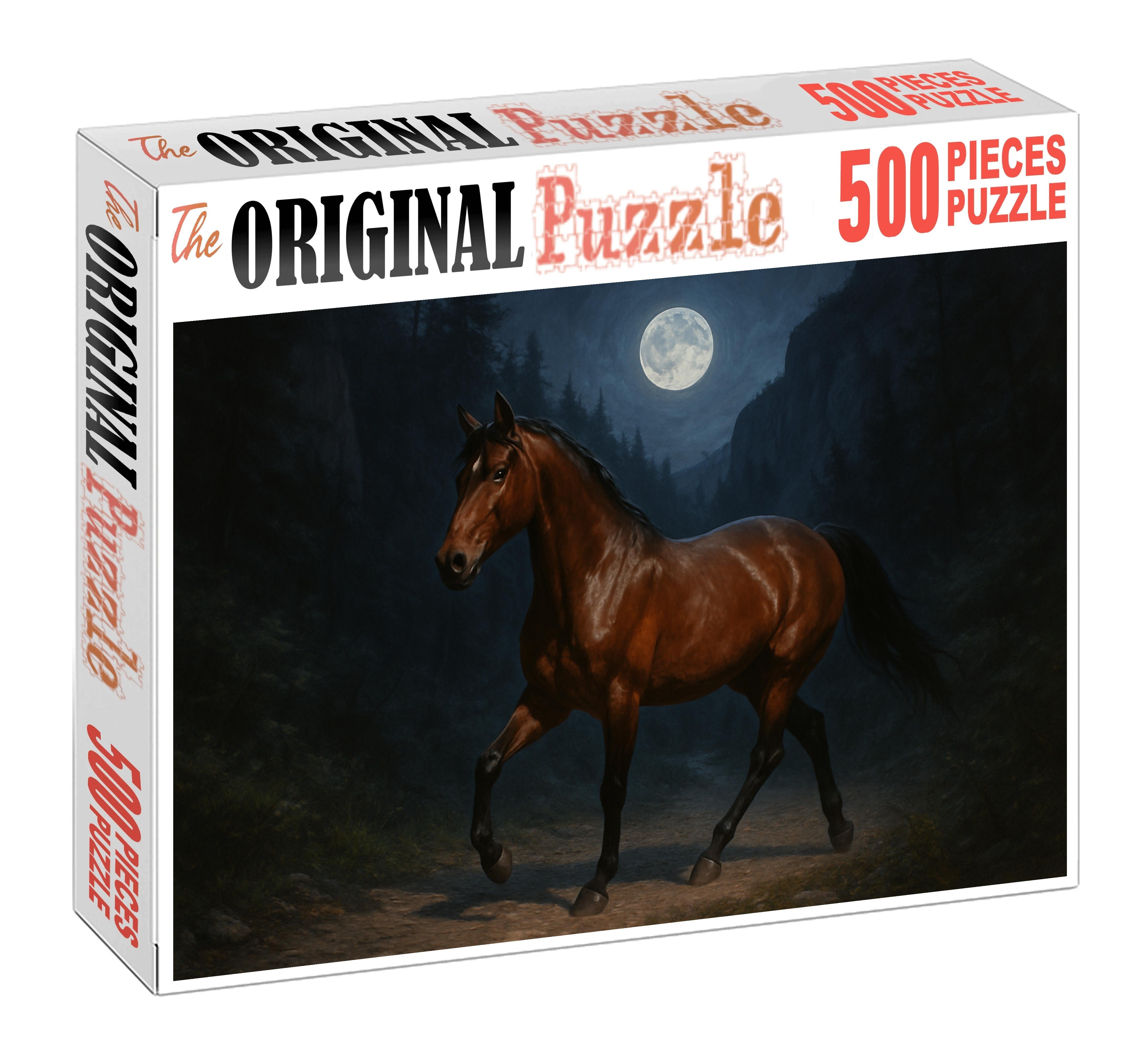 Moonlit Canyon Charger Rugged Bay Gelding With Sturdy Build Custom Jigsaw Puzzle