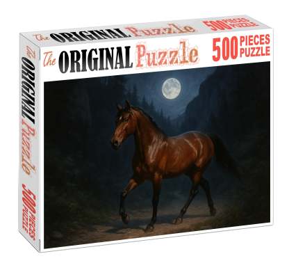 Moonlit Canyon Charger Rugged Bay Gelding With Sturdy Build Custom Jigsaw Puzzle