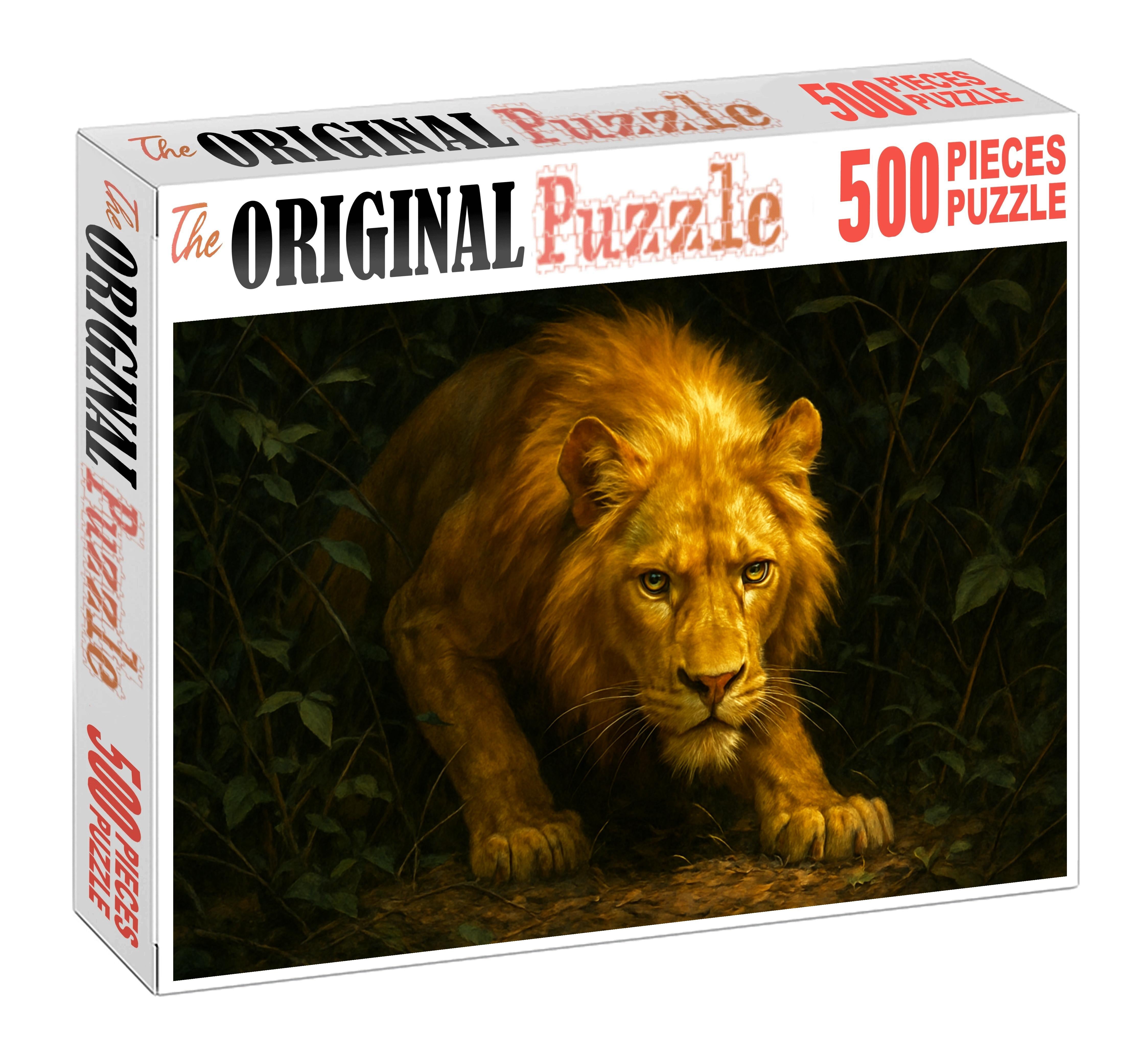 Golden Mane Prowler Elegant Mid-sized Feline With Shimmering Fur And Silent Stalk Mini Puzzle