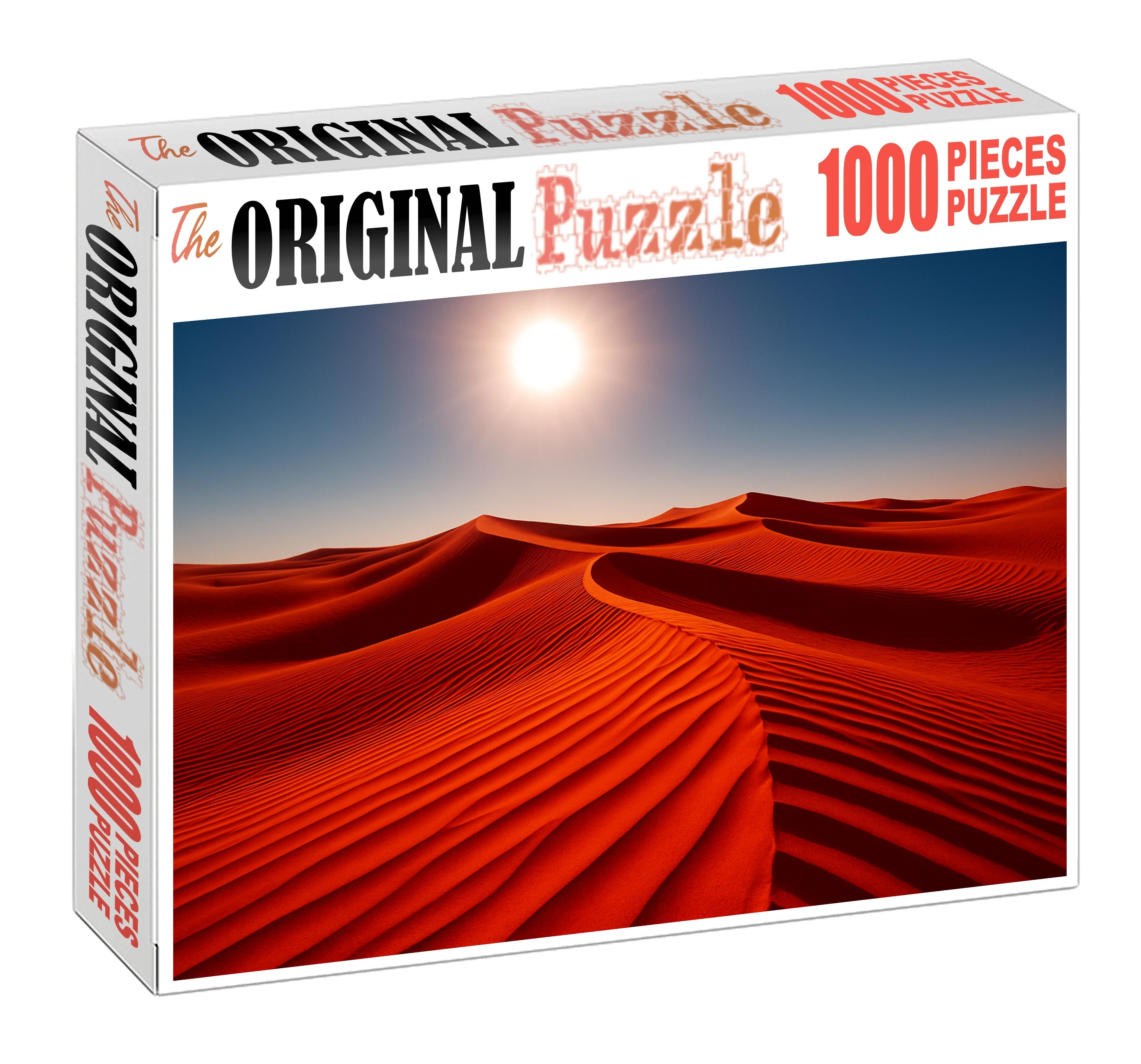 Crimson Wave Undulating Red Sand Ridges Under Midday Sun Large Format Puzzle