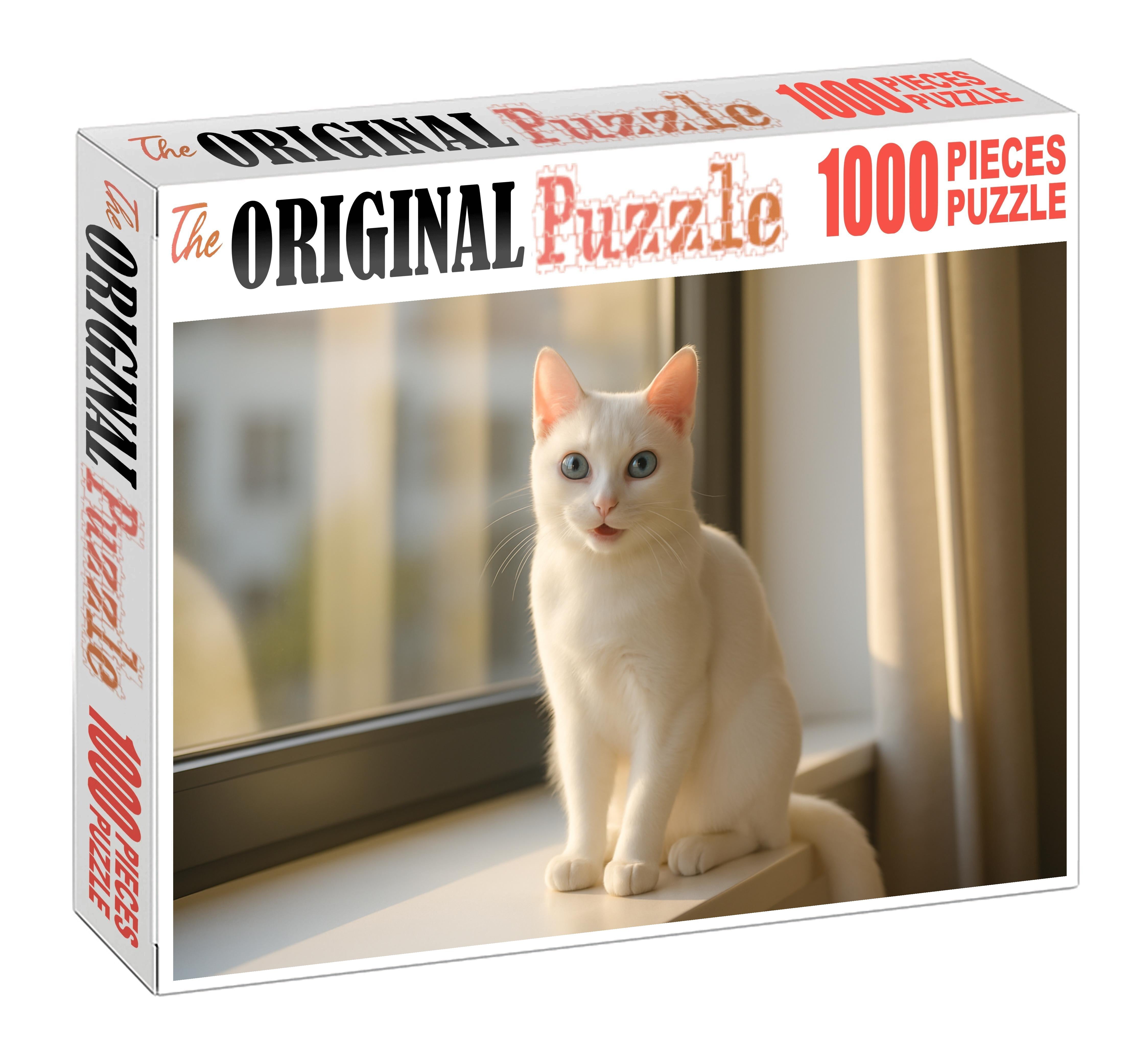 Ivory Moonbeam Sleek White Shorthair With Playful Intelligence Puzzle Fun