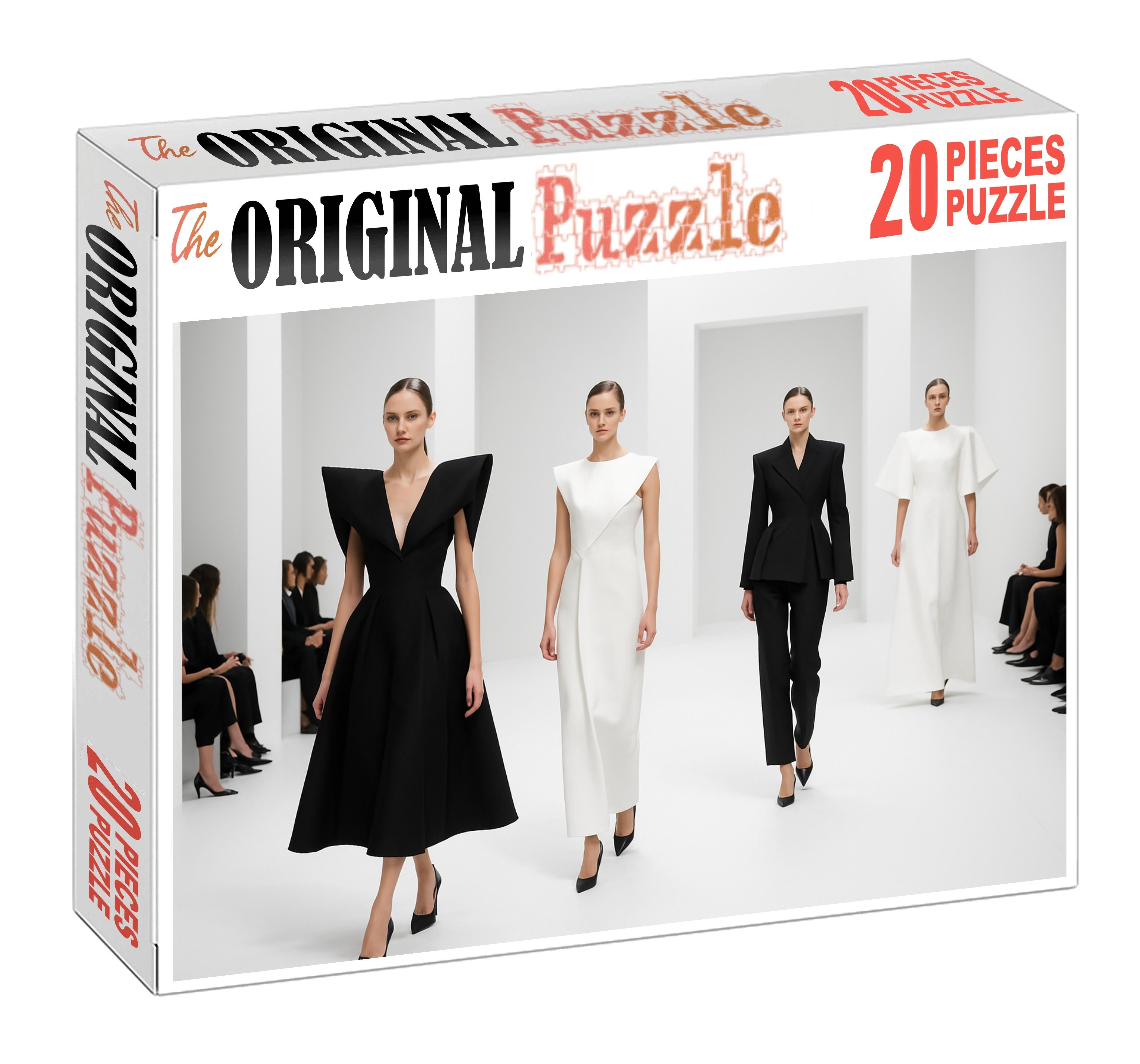High-fashion Postminimalist Avant-garde Sculptural Silhouettes In Monochrome 20 Piece Puzzle