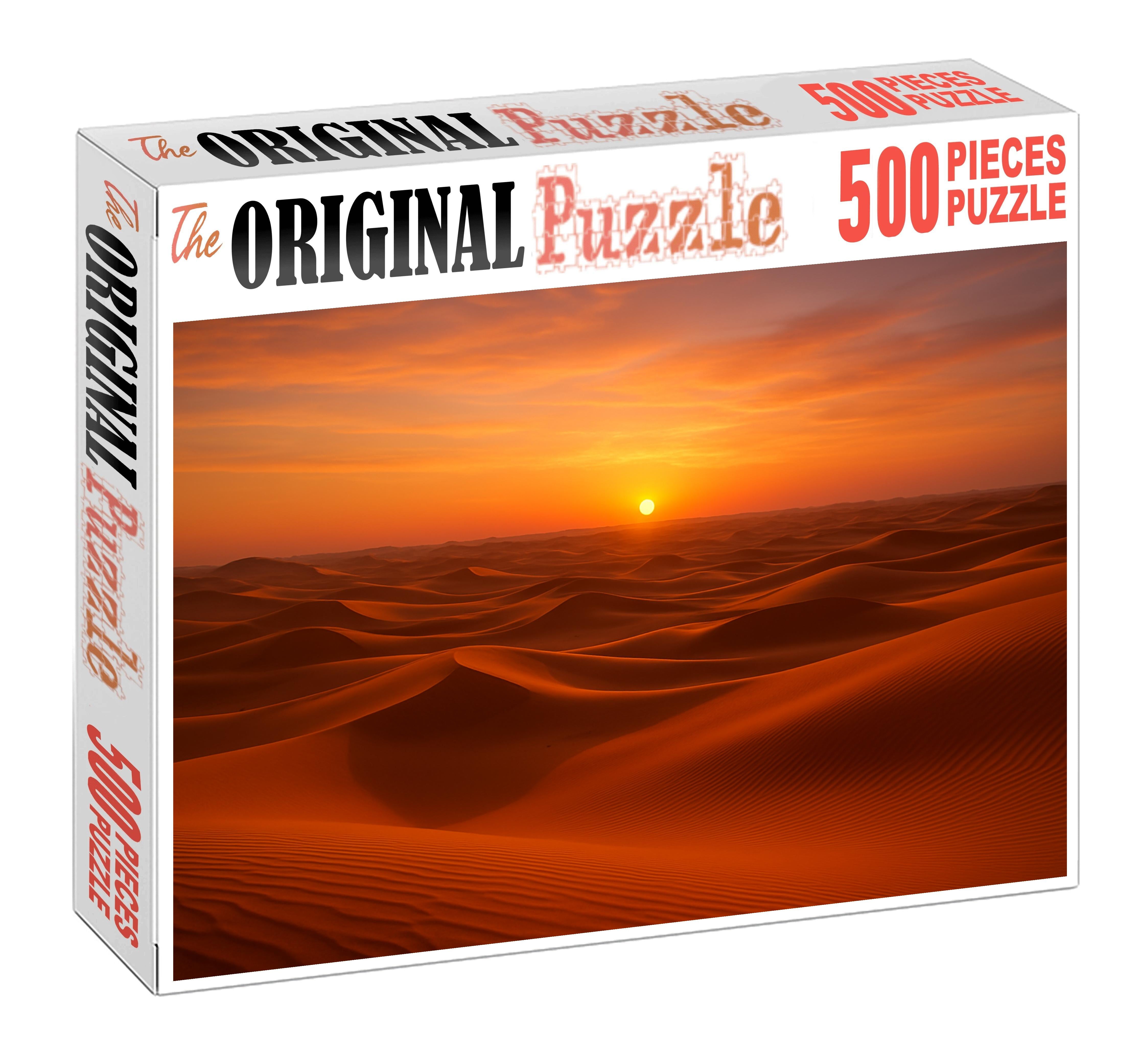 Silent Amber Expanse Endless Dunes Under Soft Sunset Glow Large Format Puzzle