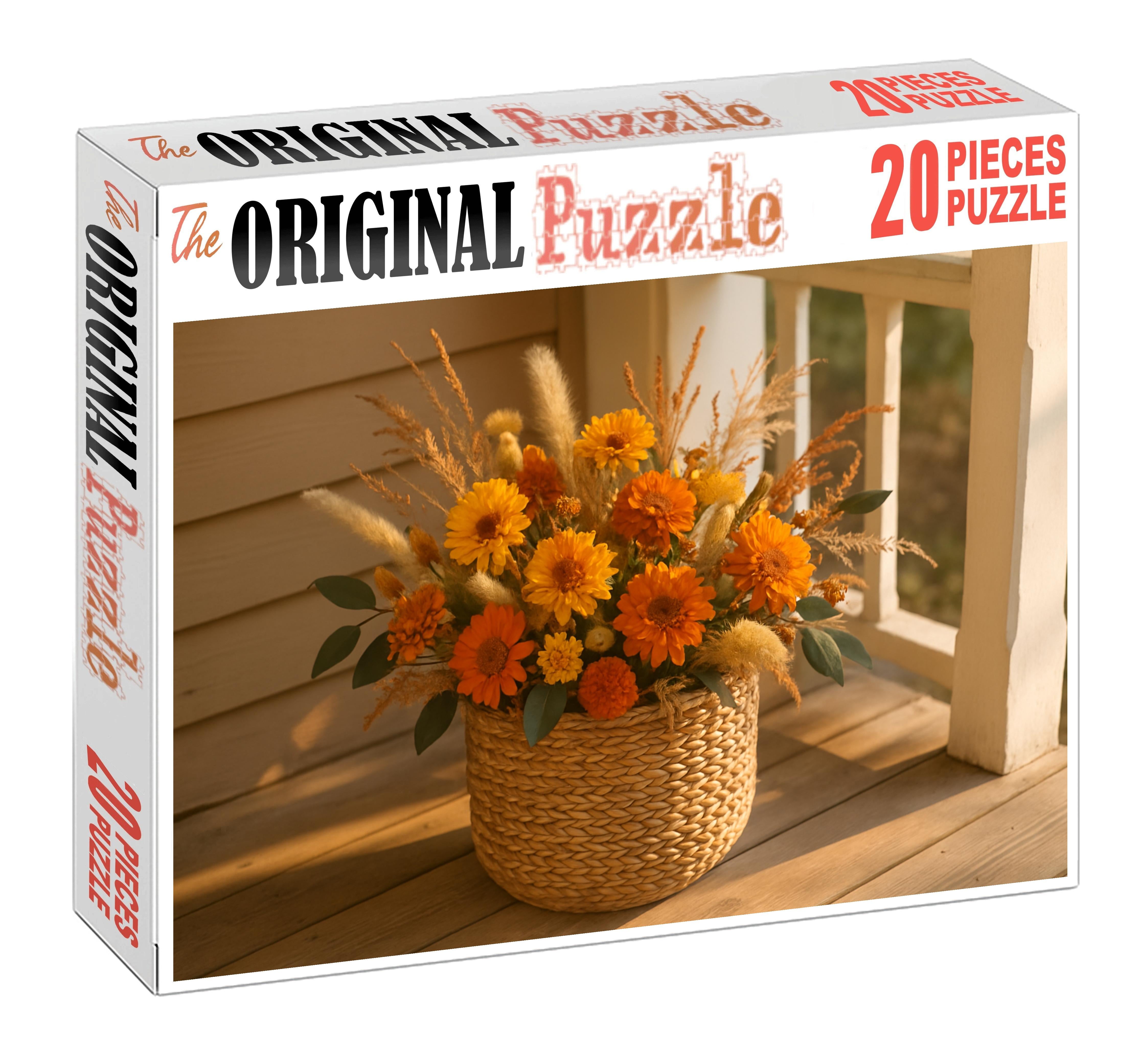 Golden Autumn Harvest Basket Puzzle Challenge
