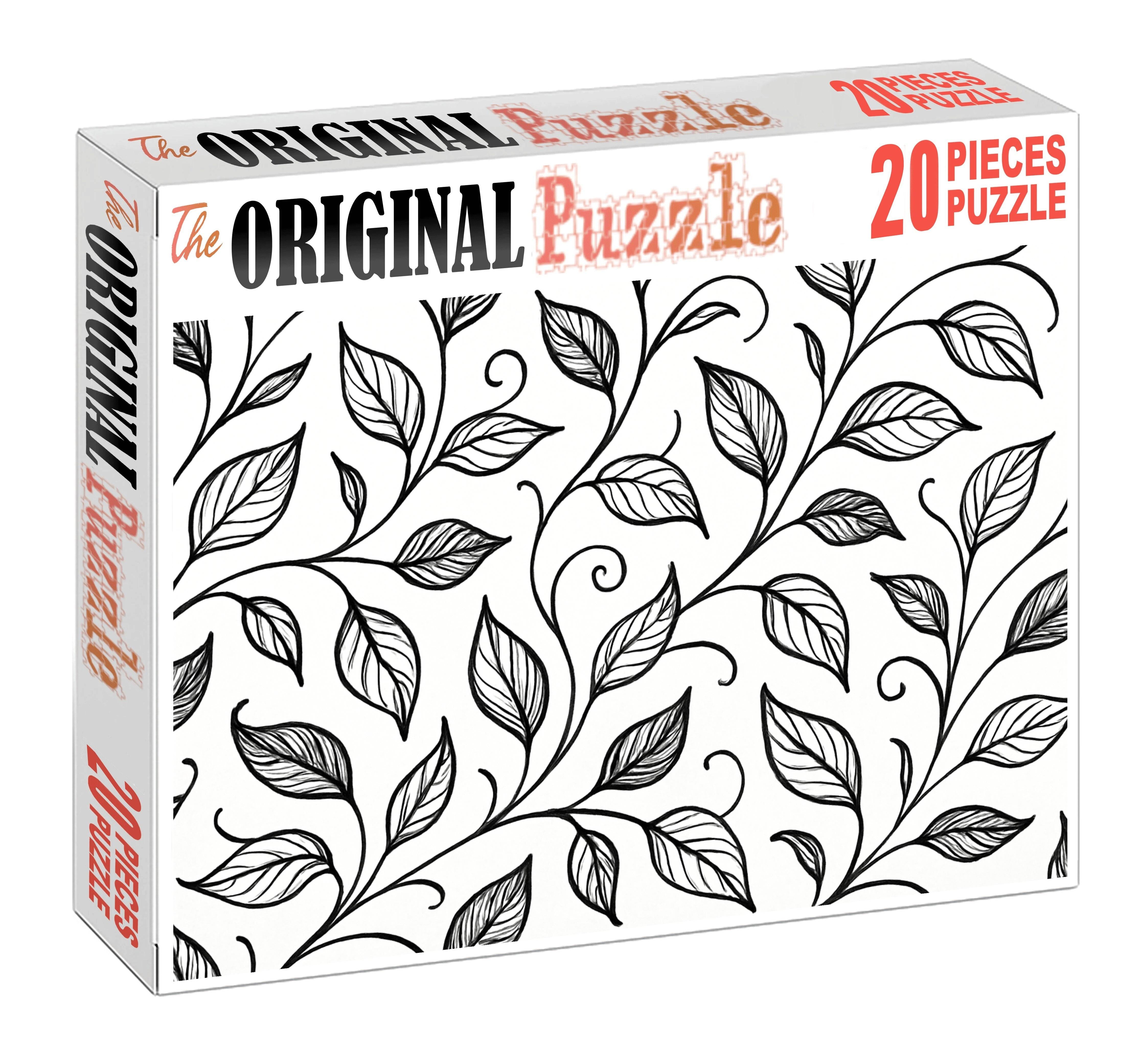 Abstract Botanical Line Art Minimalist Pen Drawing Of Stylized Leaves And Vines Large Format Puzzle