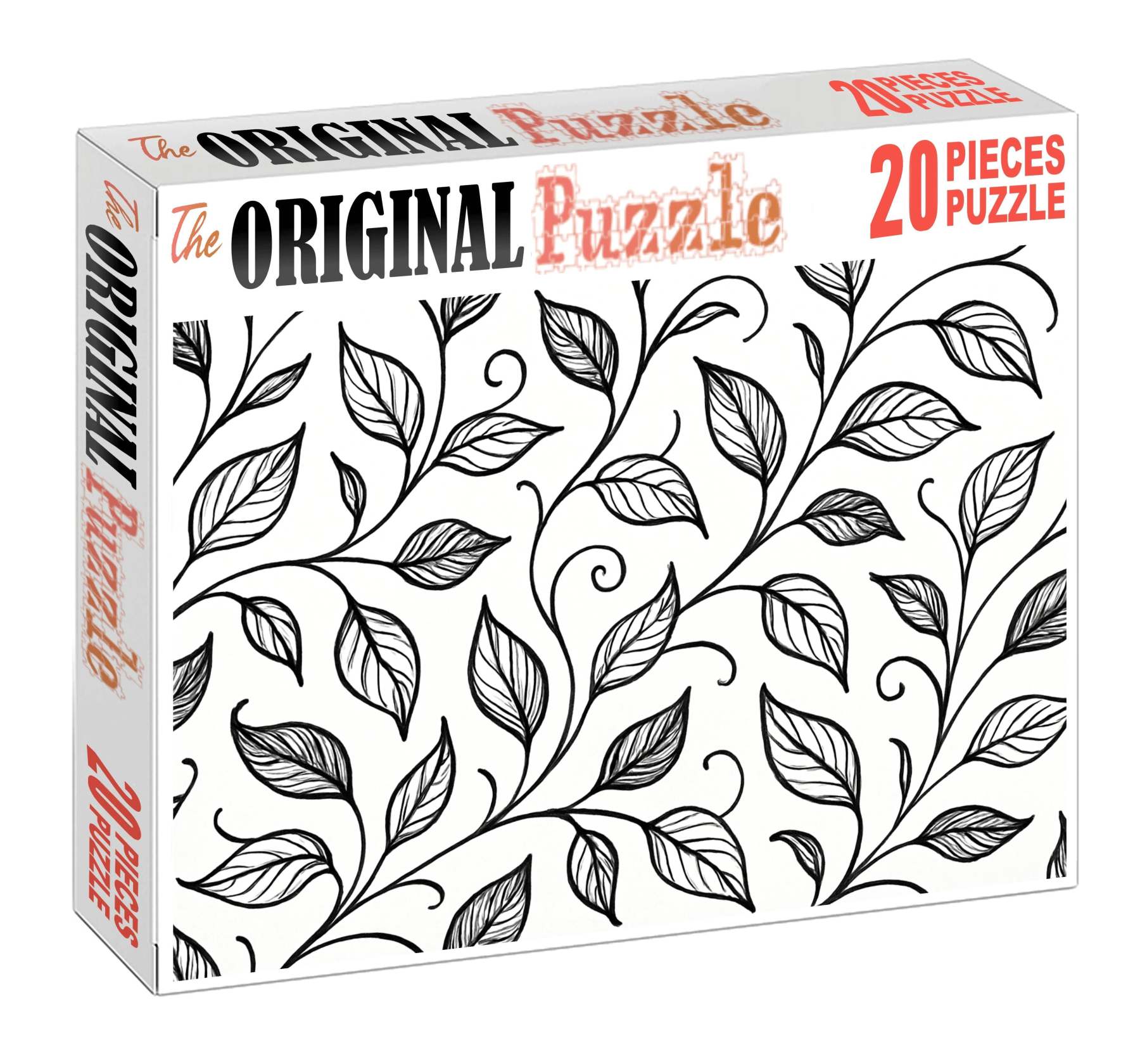 Abstract Botanical Line Art Minimalist Pen Drawing Of Stylized Leaves And Vines Large Format Puzzle