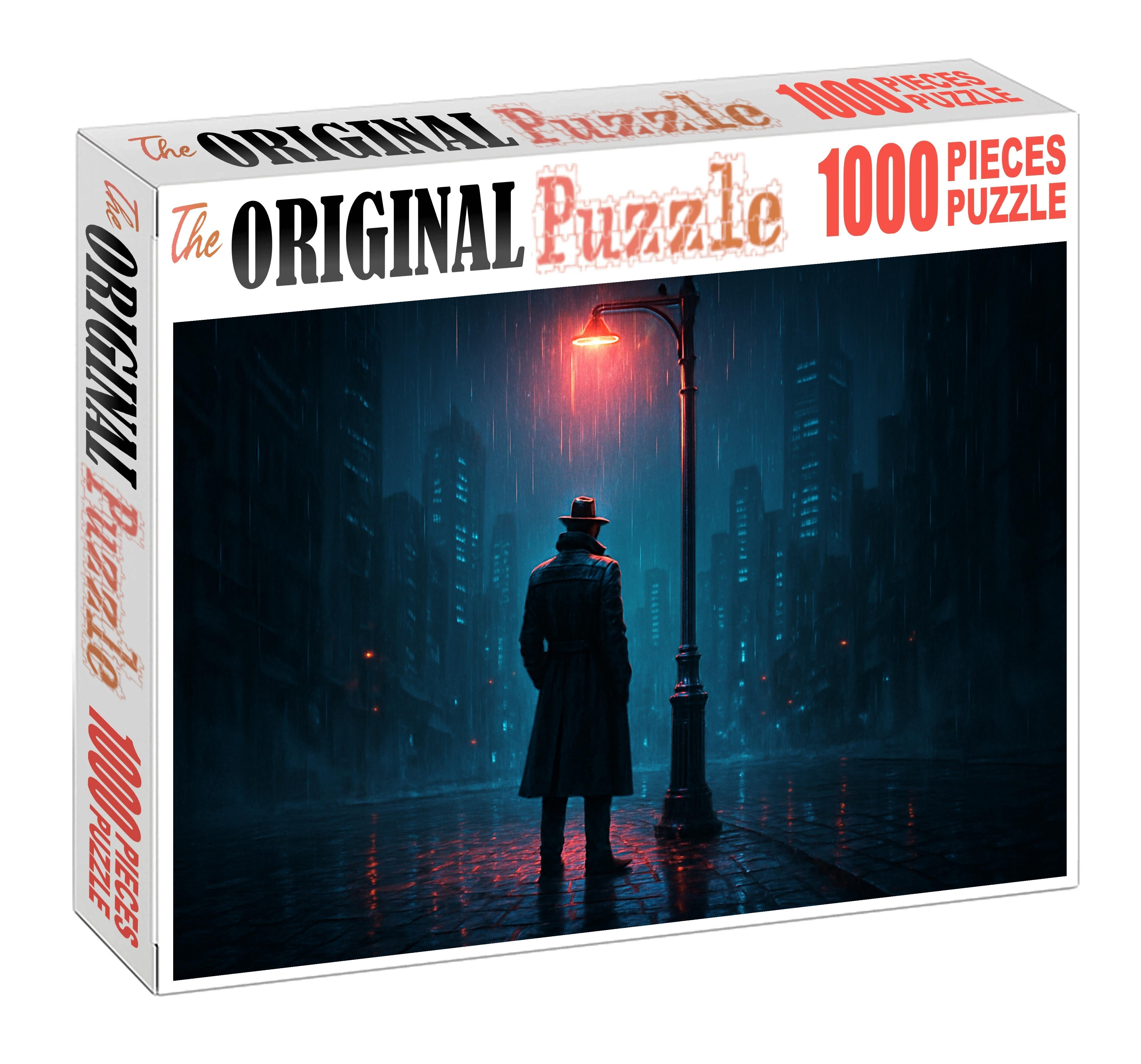 Synthwave Noir Detective Moody Mystery In Neon City Streets 20 Piece Puzzle