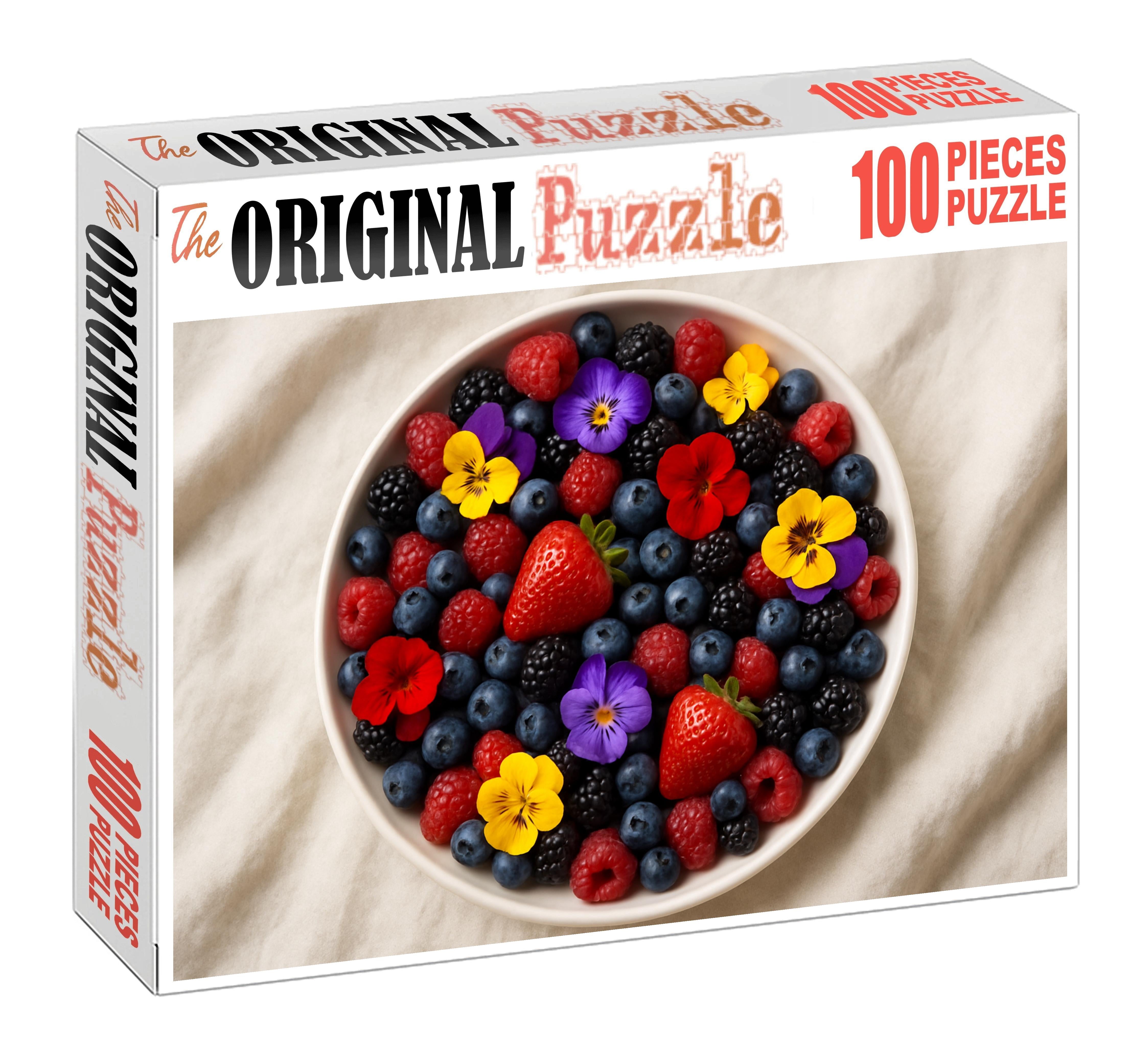 Morning Meadow Platter Mixed Berries And Edible Flowers Display 100 Piece Puzzle