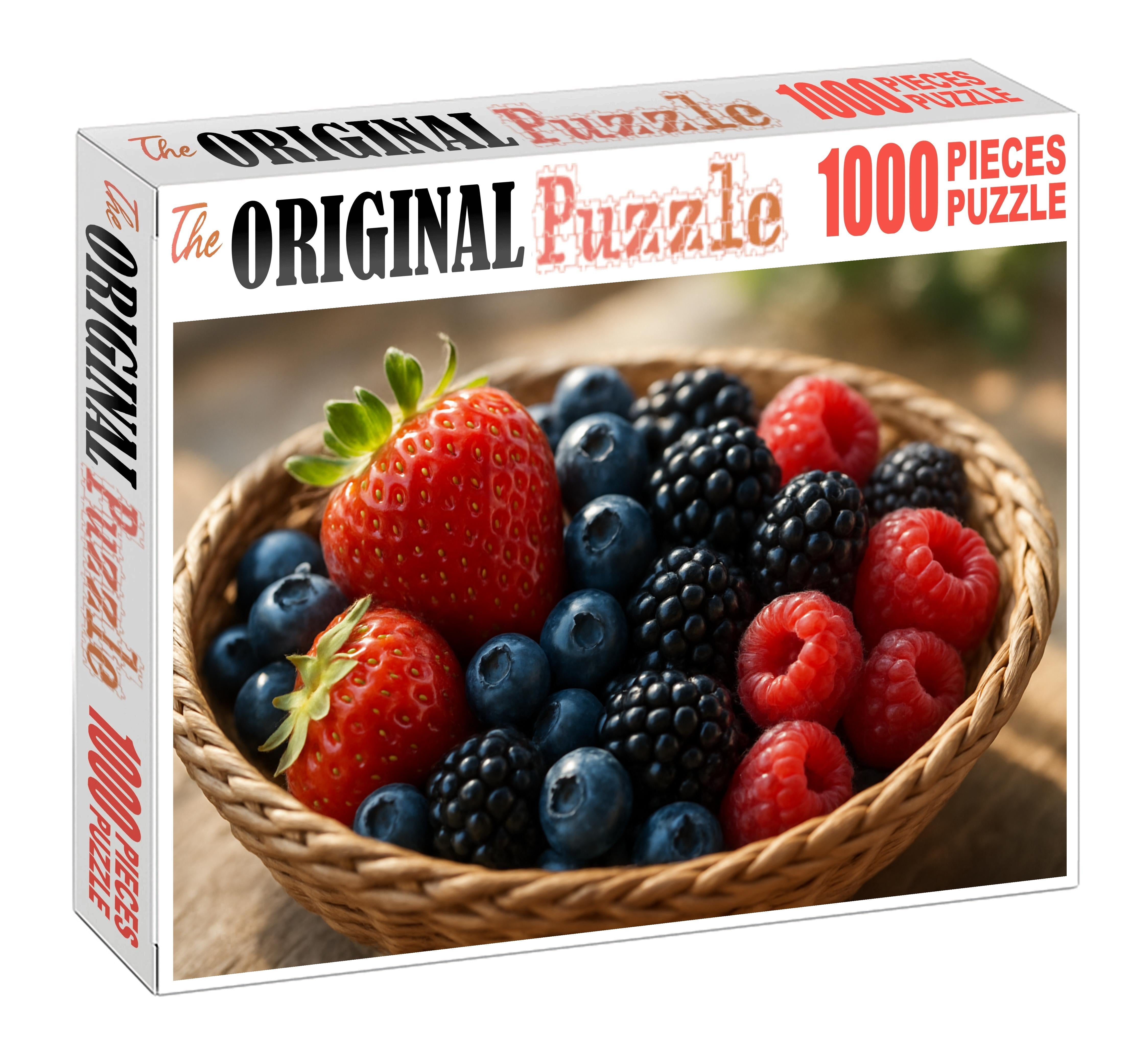 Berry Mosaic Mixed Berries In A Handwoven Tray Large Format Puzzle