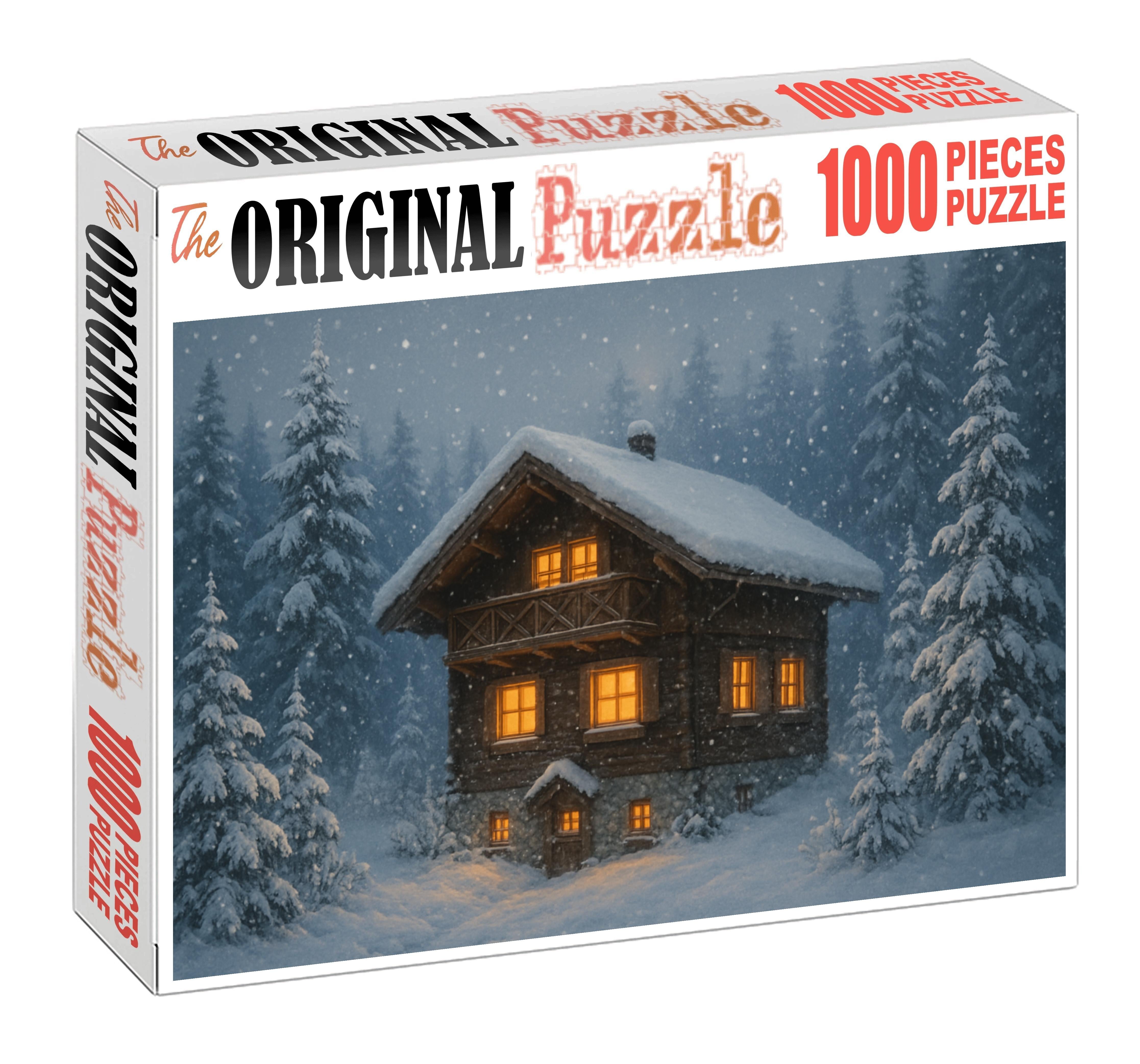 Frost-kissed Evergreen Chalet Puzzle For Adults