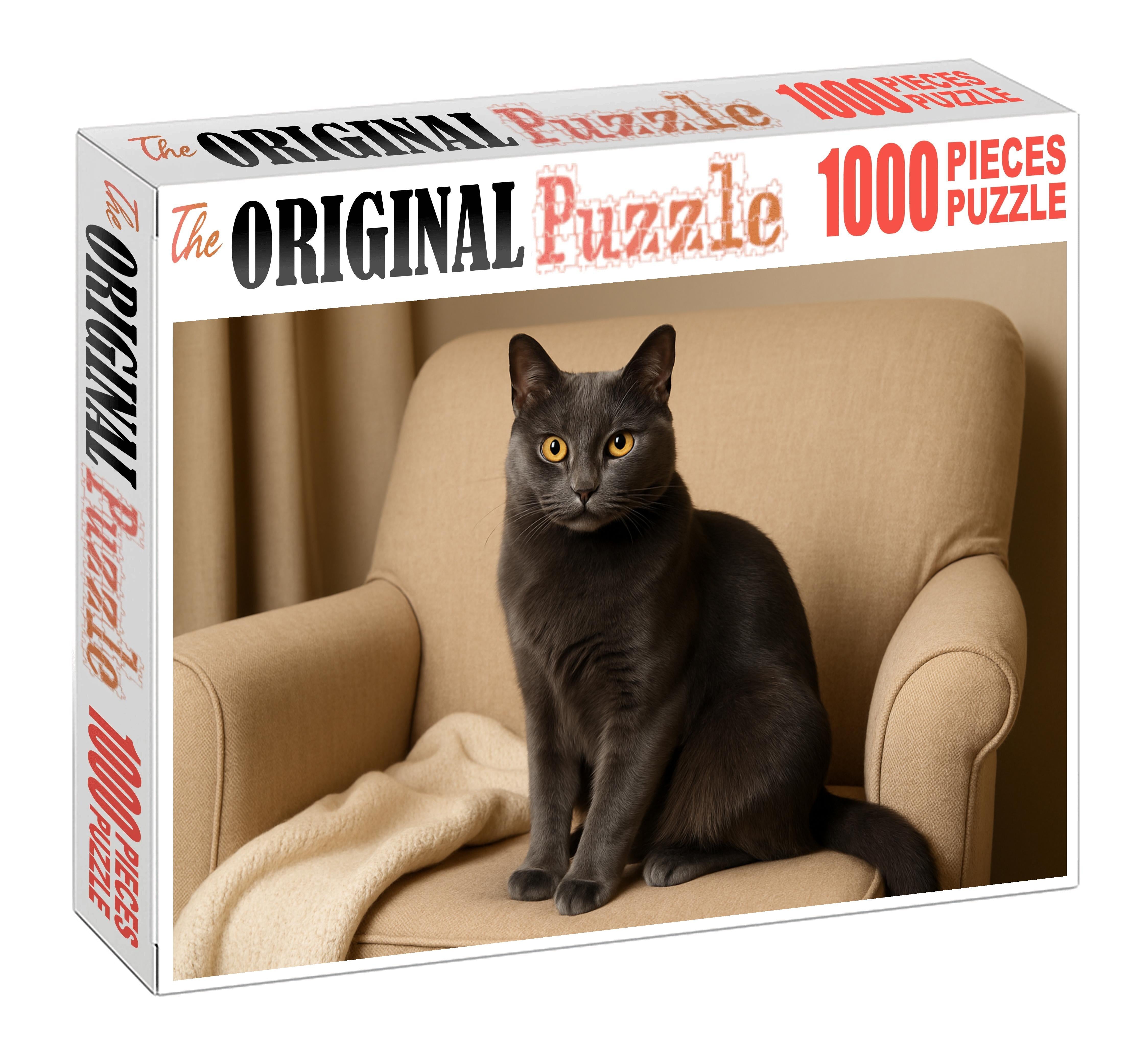 Silver Lining Glossy Gray Shorthair With Calm Confidence 1000 Piece Puzzle