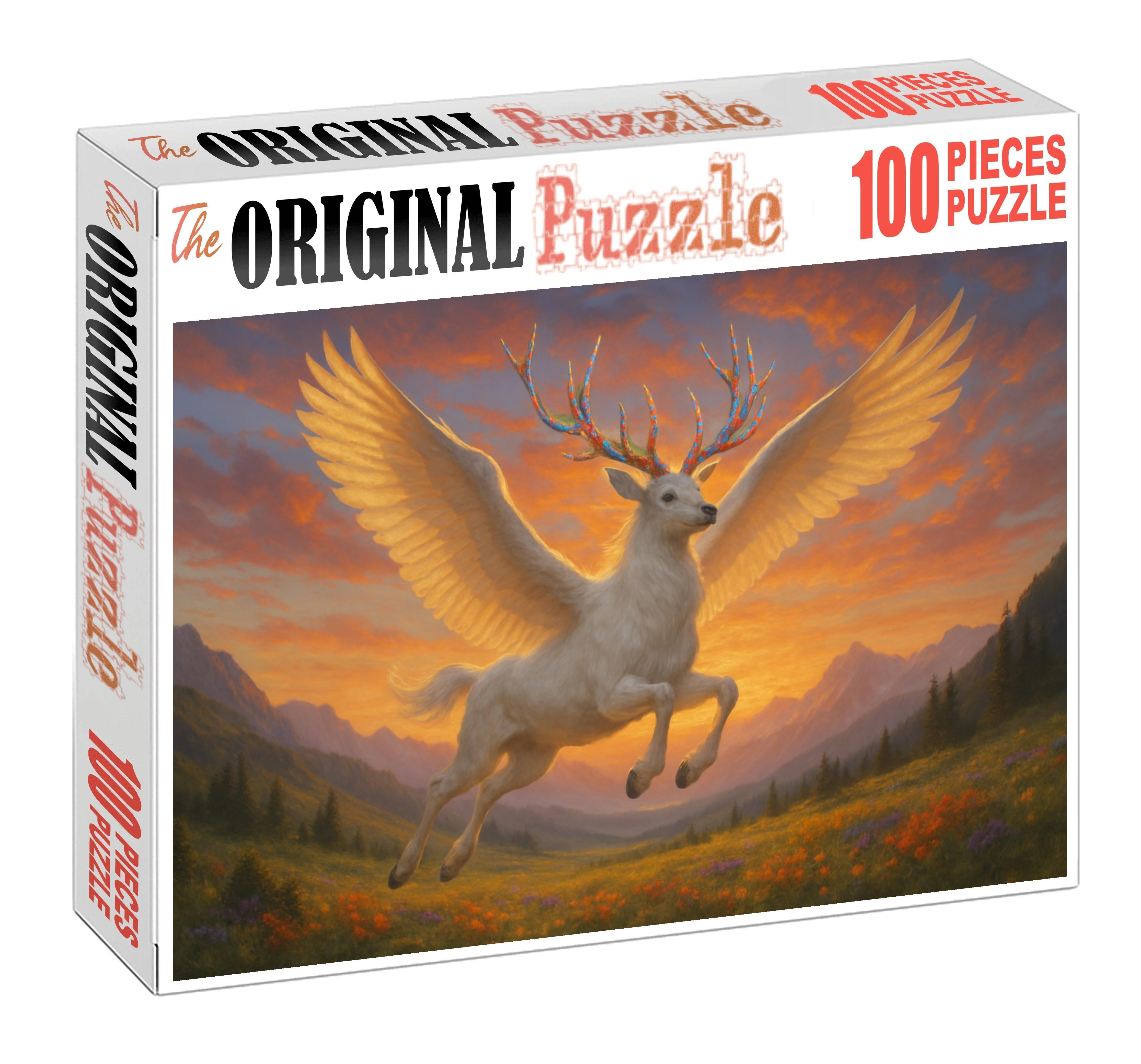 Luminaur Glider Radiant Stag With Prismatic Antlers And Feathered Wings Large Format Puzzle