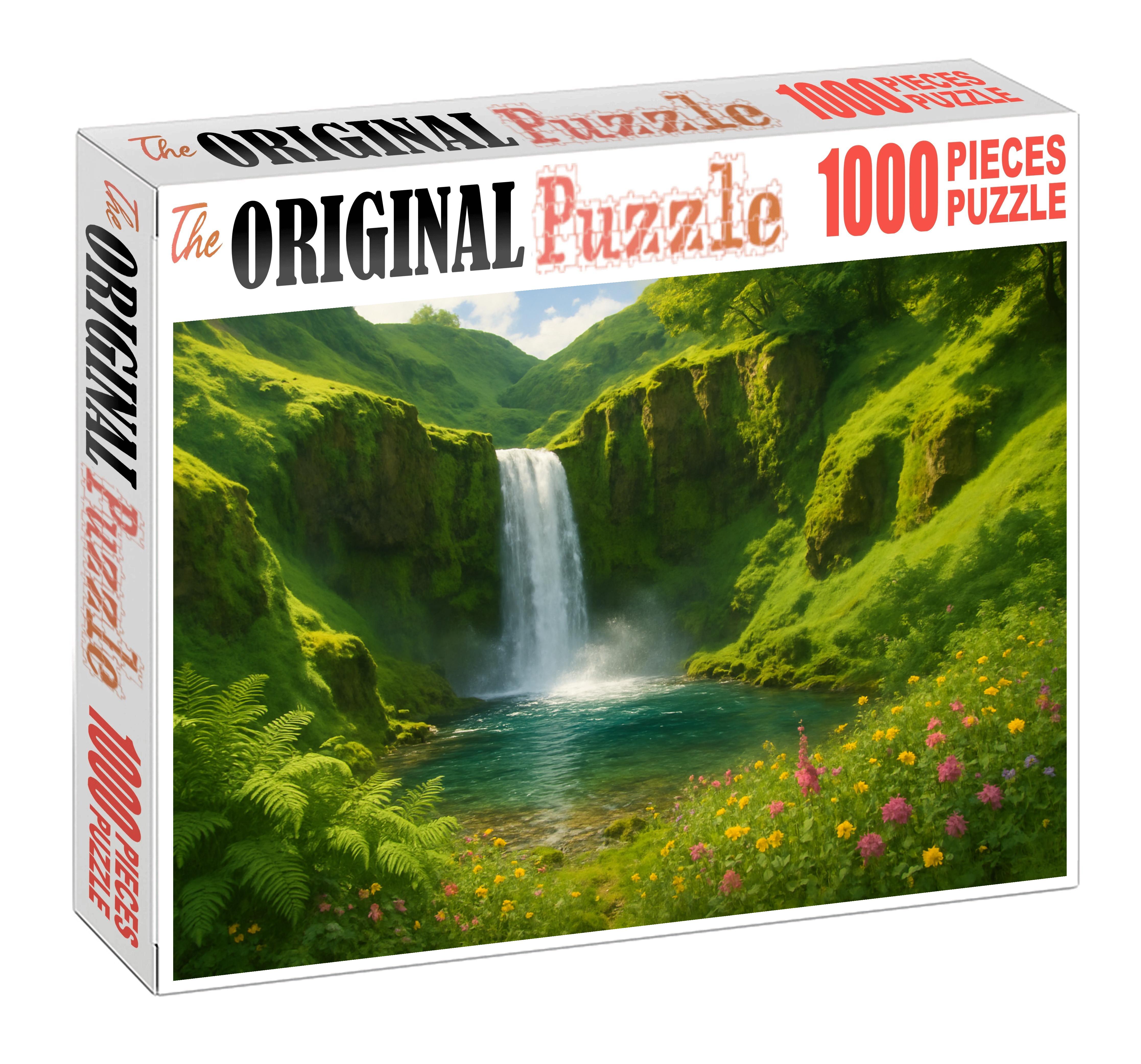 Verdant Highland Waterfall Puzzle For Kids