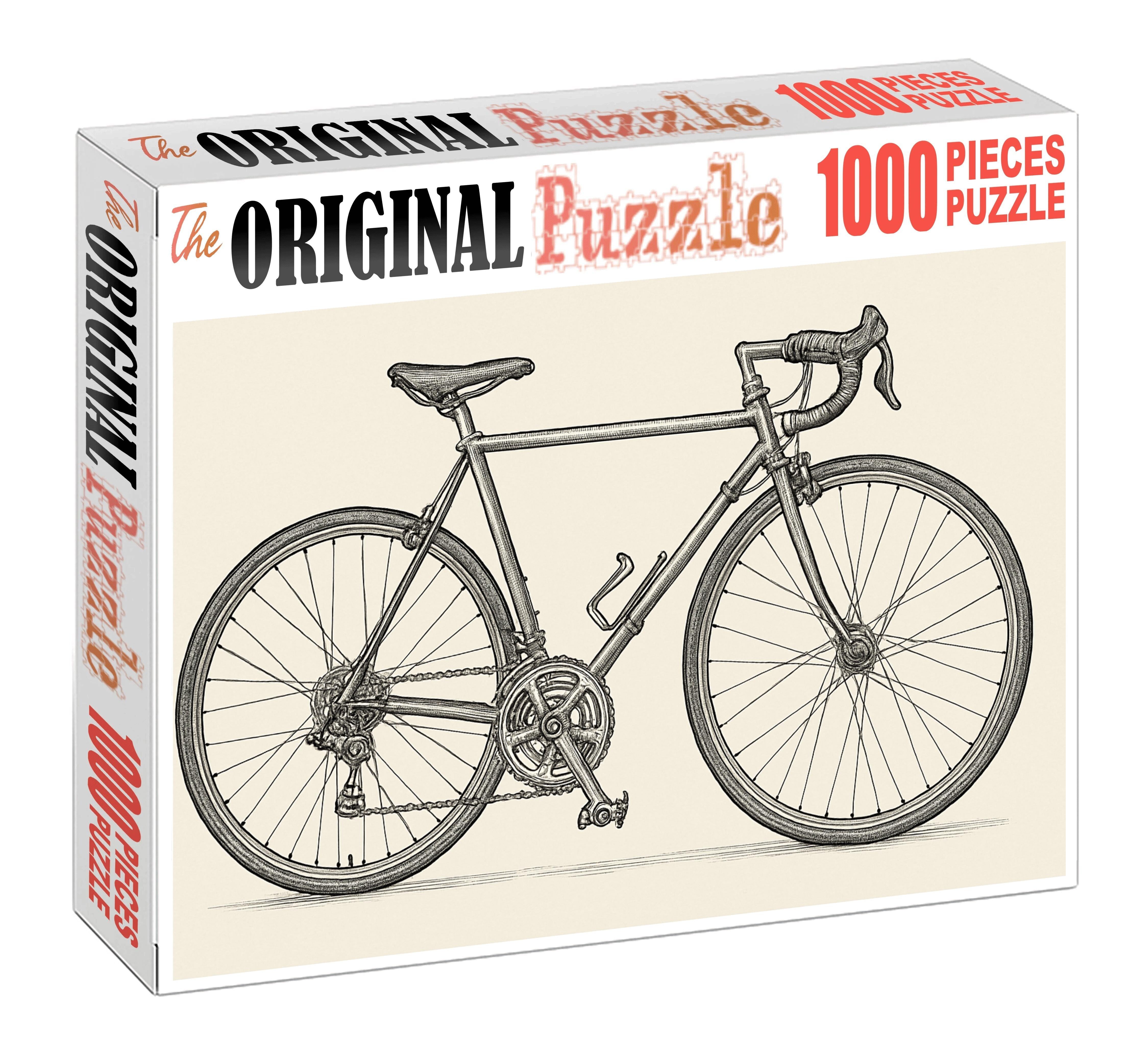 Vintage Bicycle Blueprint Technical Pen Line Drawing Puzzle Challenge