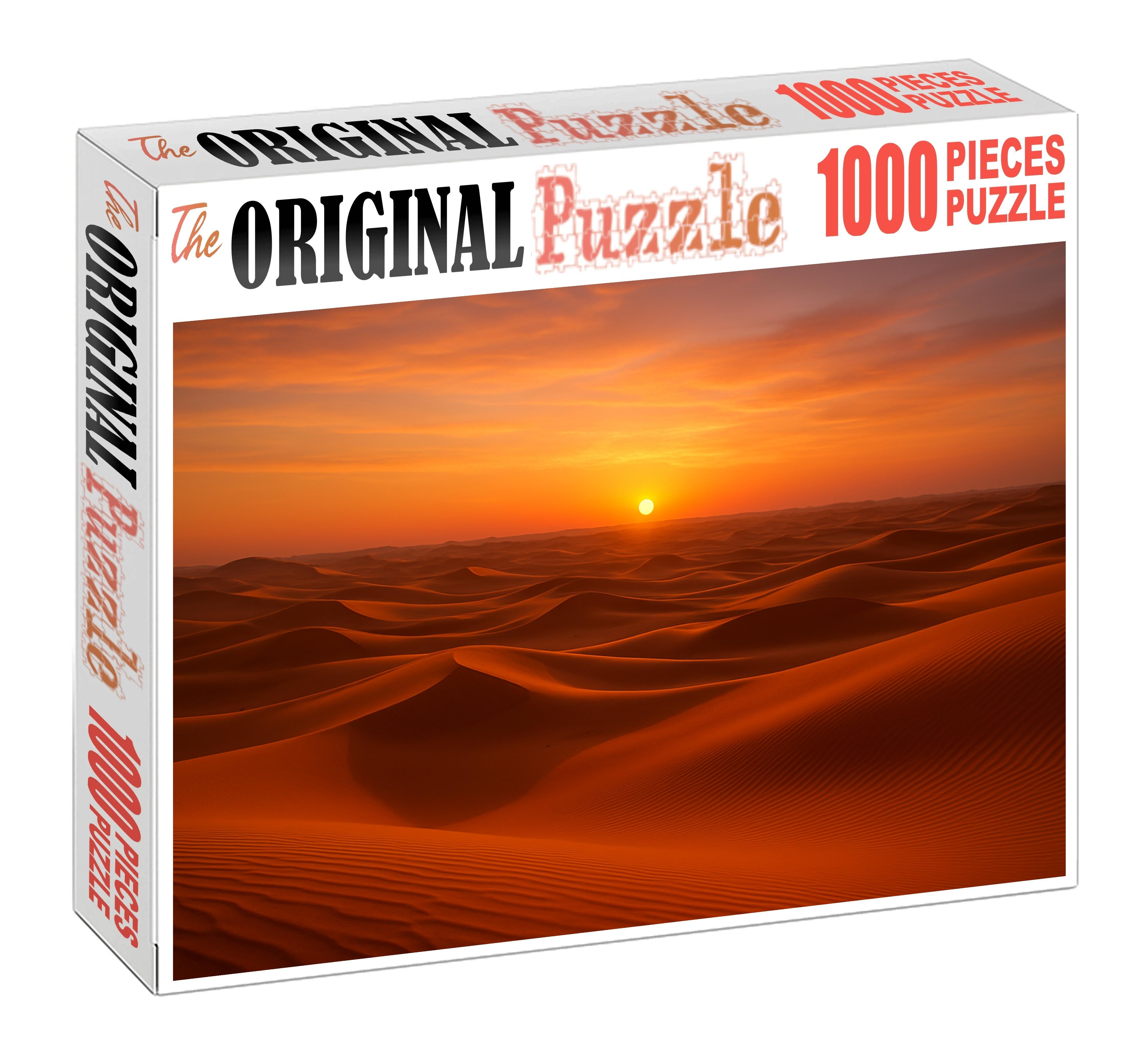 Silent Amber Expanse Endless Dunes Under Soft Sunset Glow Large Format Puzzle