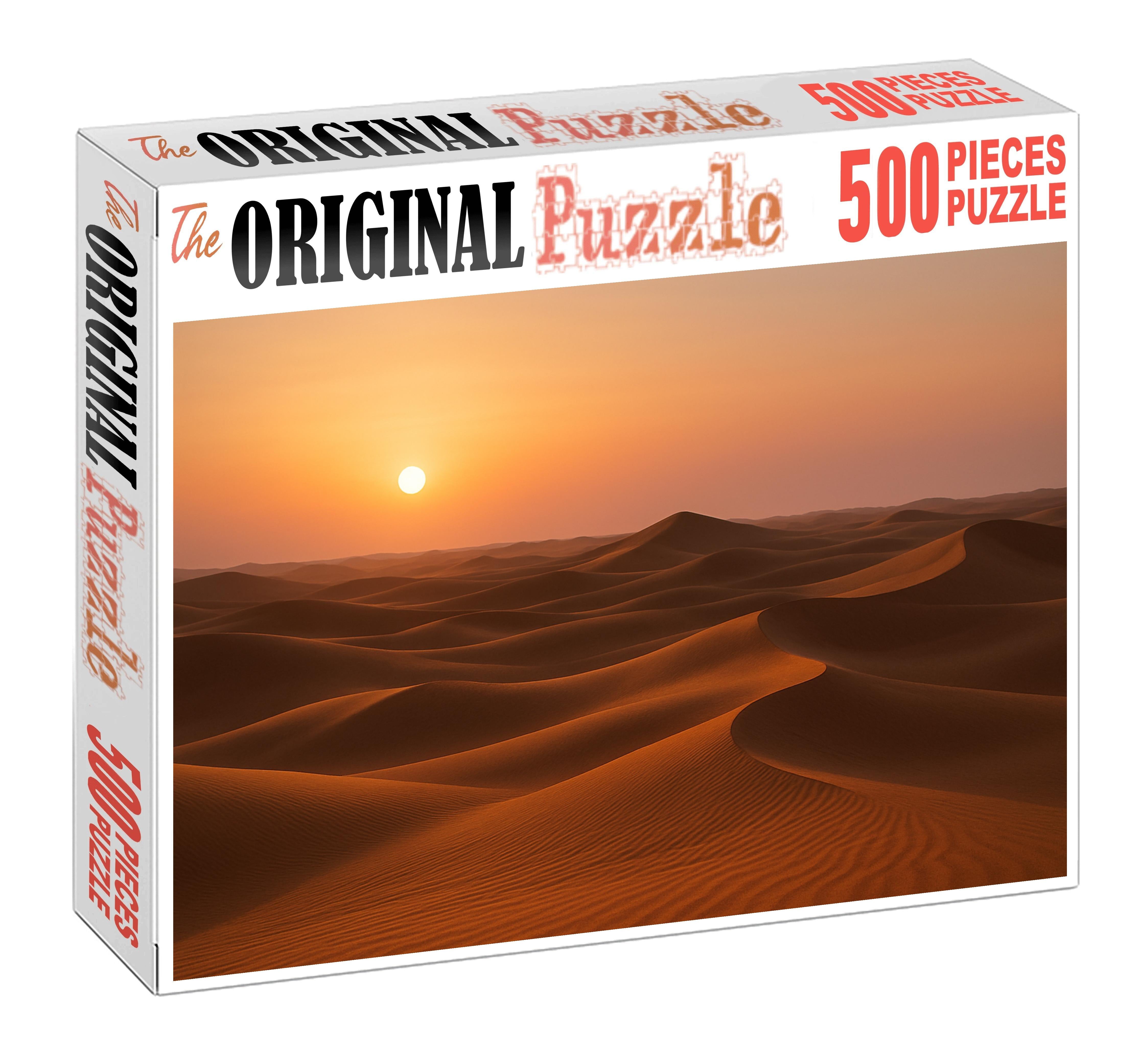 Amber Dune Horizon Gentle Curves Beneath A Setting Sun Puzzle For Kids