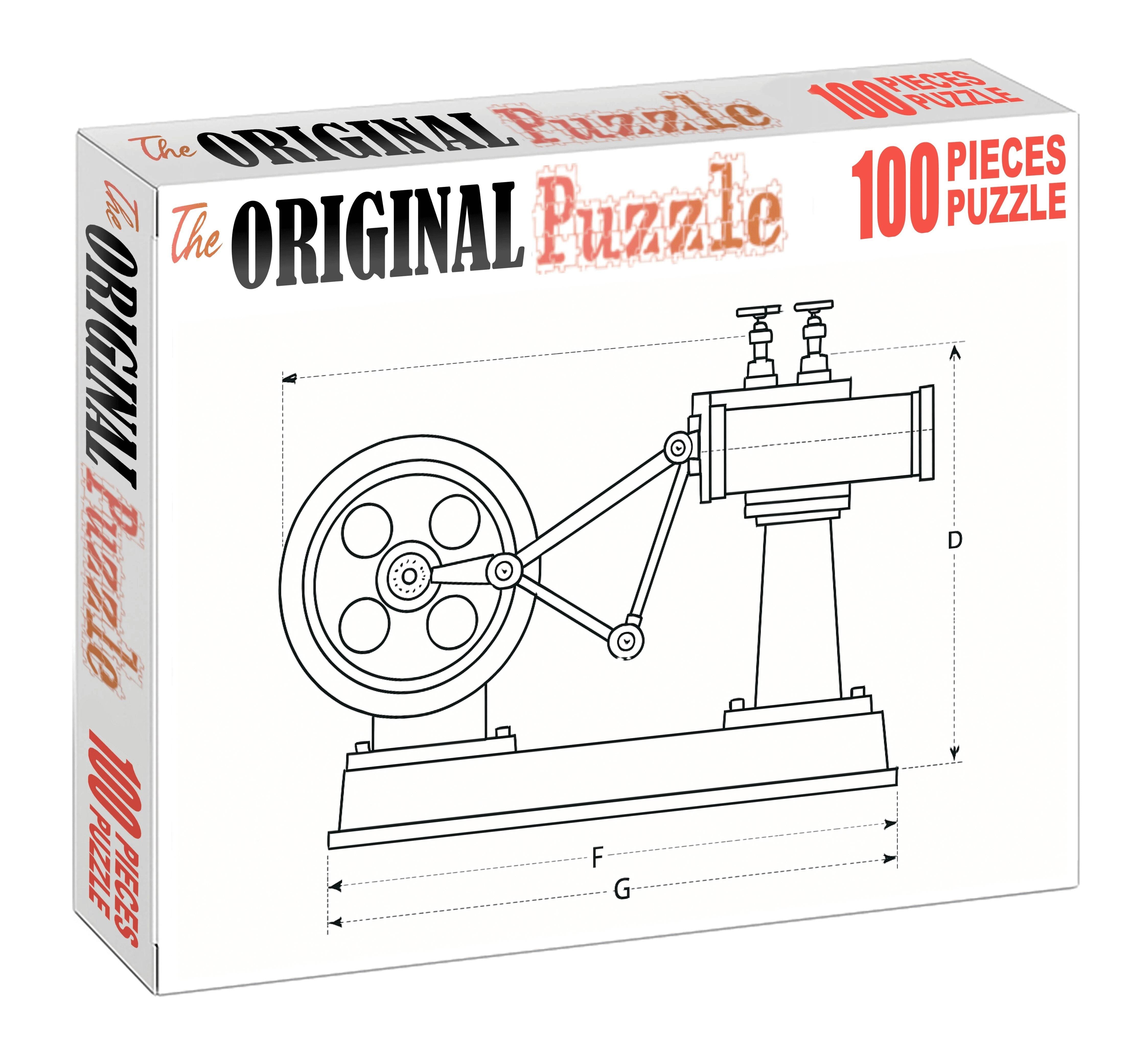 Mechanical Device Schematic Precise Technical Pen Drawing With Clean Linework Mini Puzzle