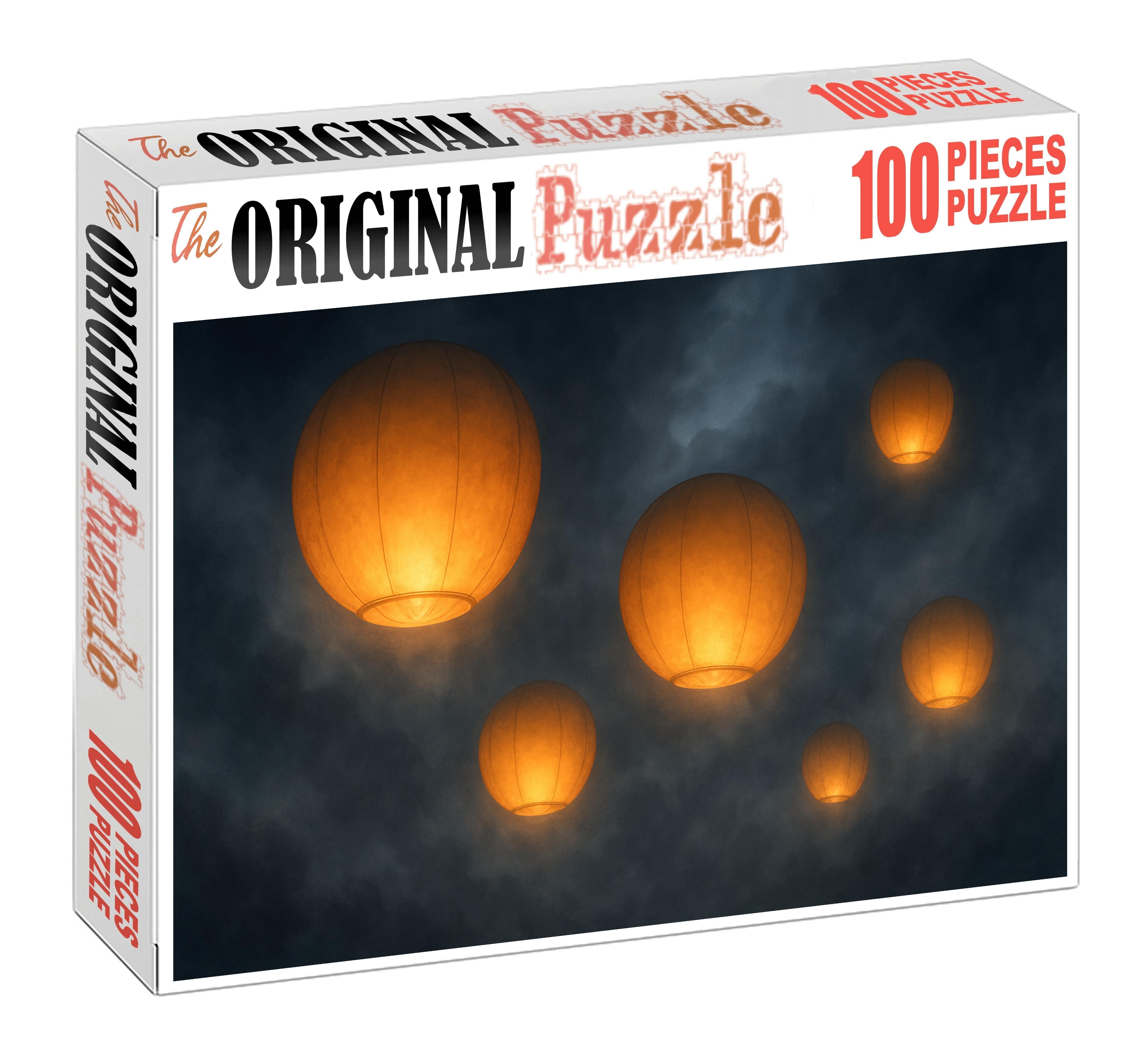 Veil Of The Floating Lanterns Mist-shrouded Orbs Drifting Through Night Unique Puzzle Design