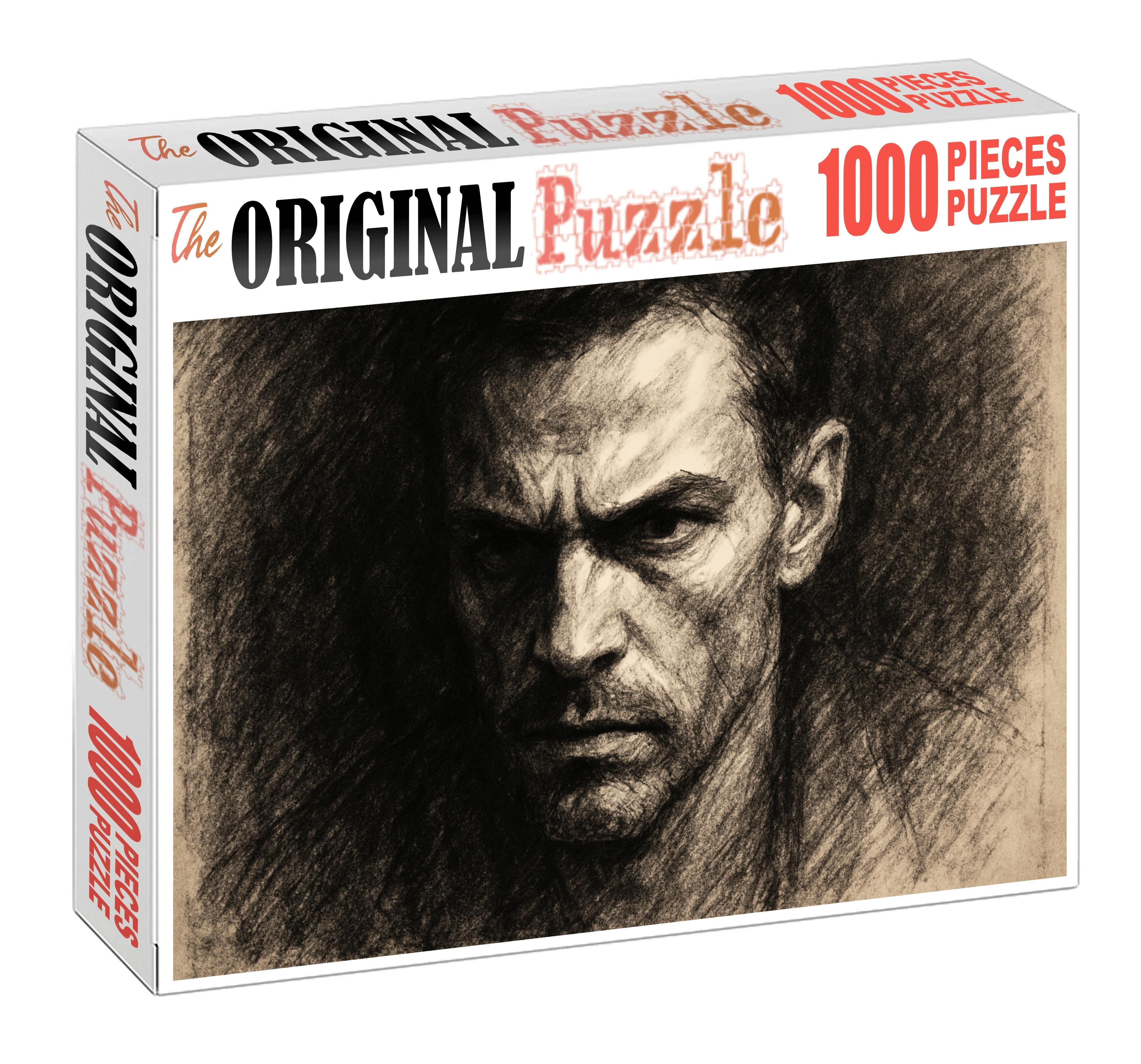 Expressive Portrait Fragment Charcoal And Eraser Techniques Premium Puzzle Pieces