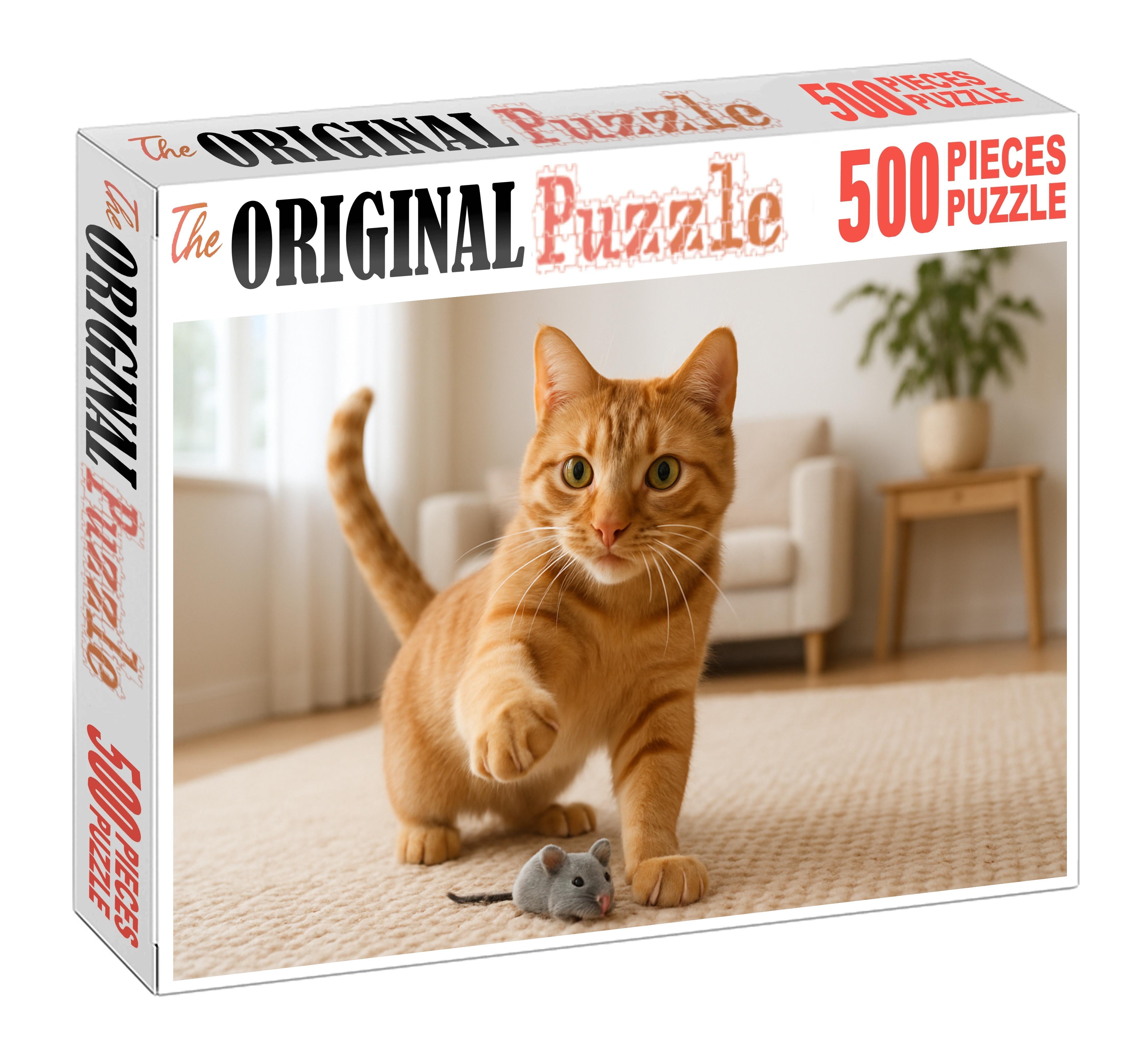Amber Flicker Fiery Orange Ticked Tabby With Playful Wit Premium Puzzle Pieces