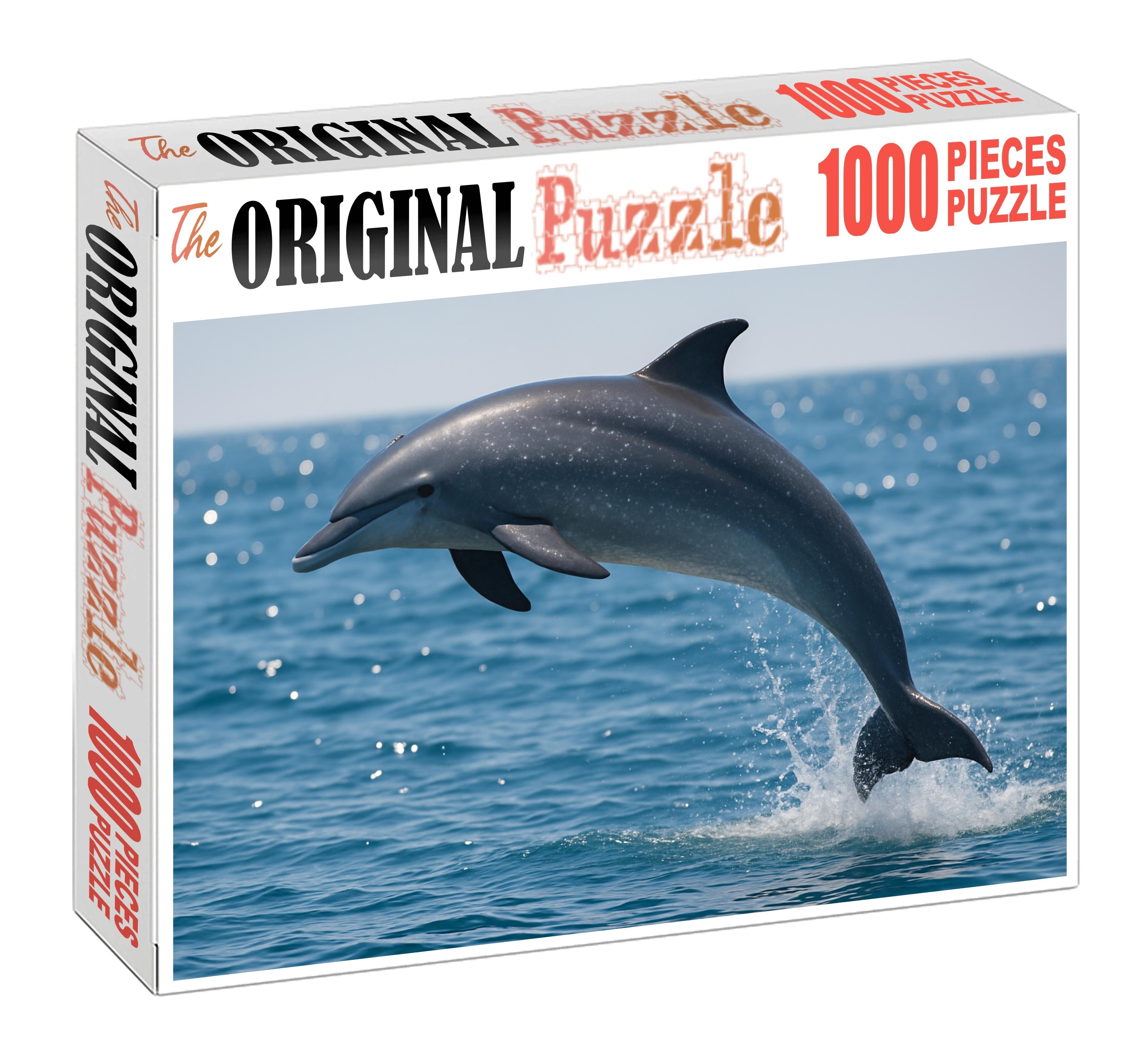 Silver-flecked Dolphin Agile Marine Mammal With Speckled Pattern Mini Puzzle