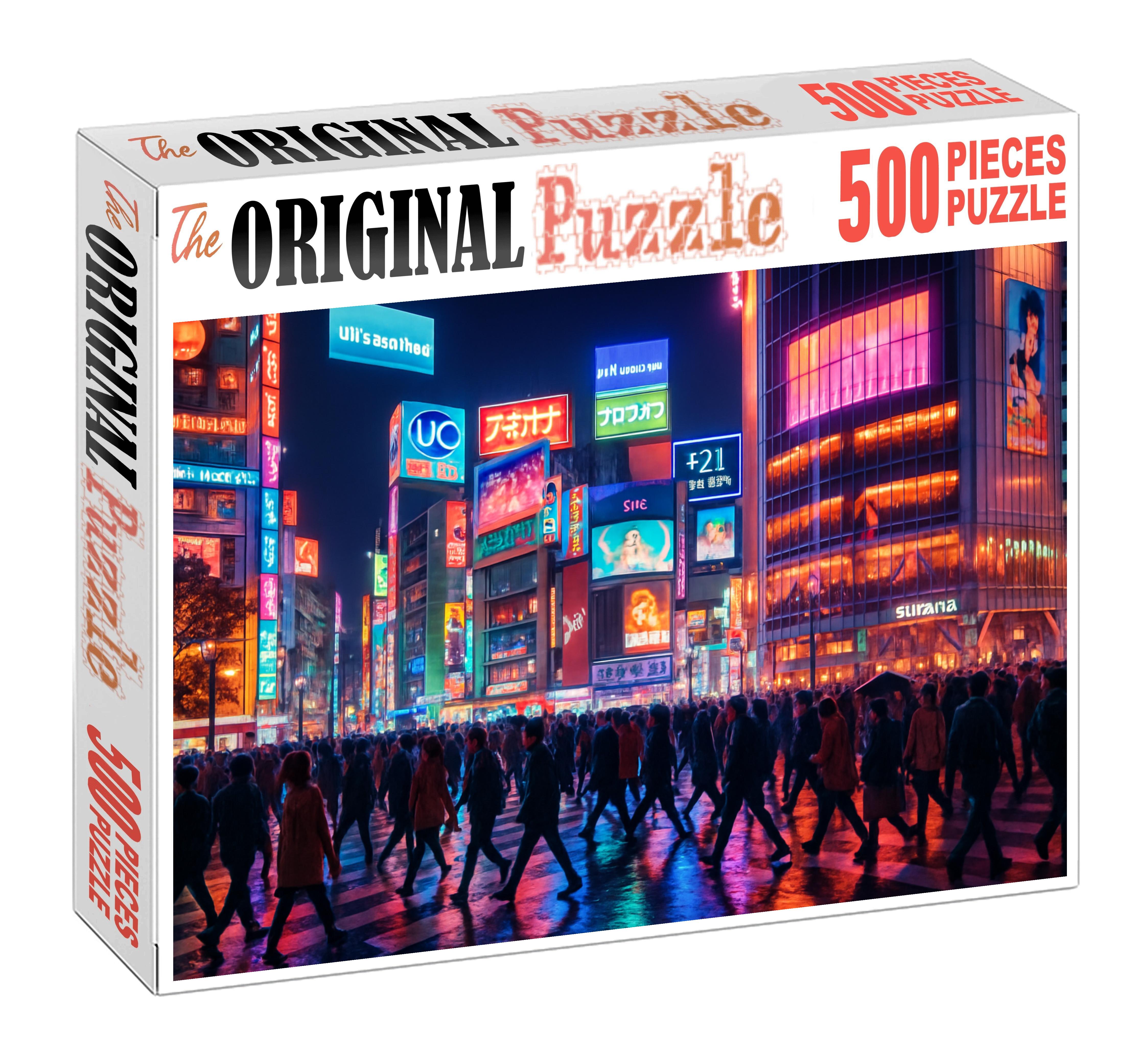 Neon-lit Shibuya Crossing Tokyo Japan Celebrated By 6547 Worldwide As A Symbol Of Urban Vibrancy Puzzle Fun