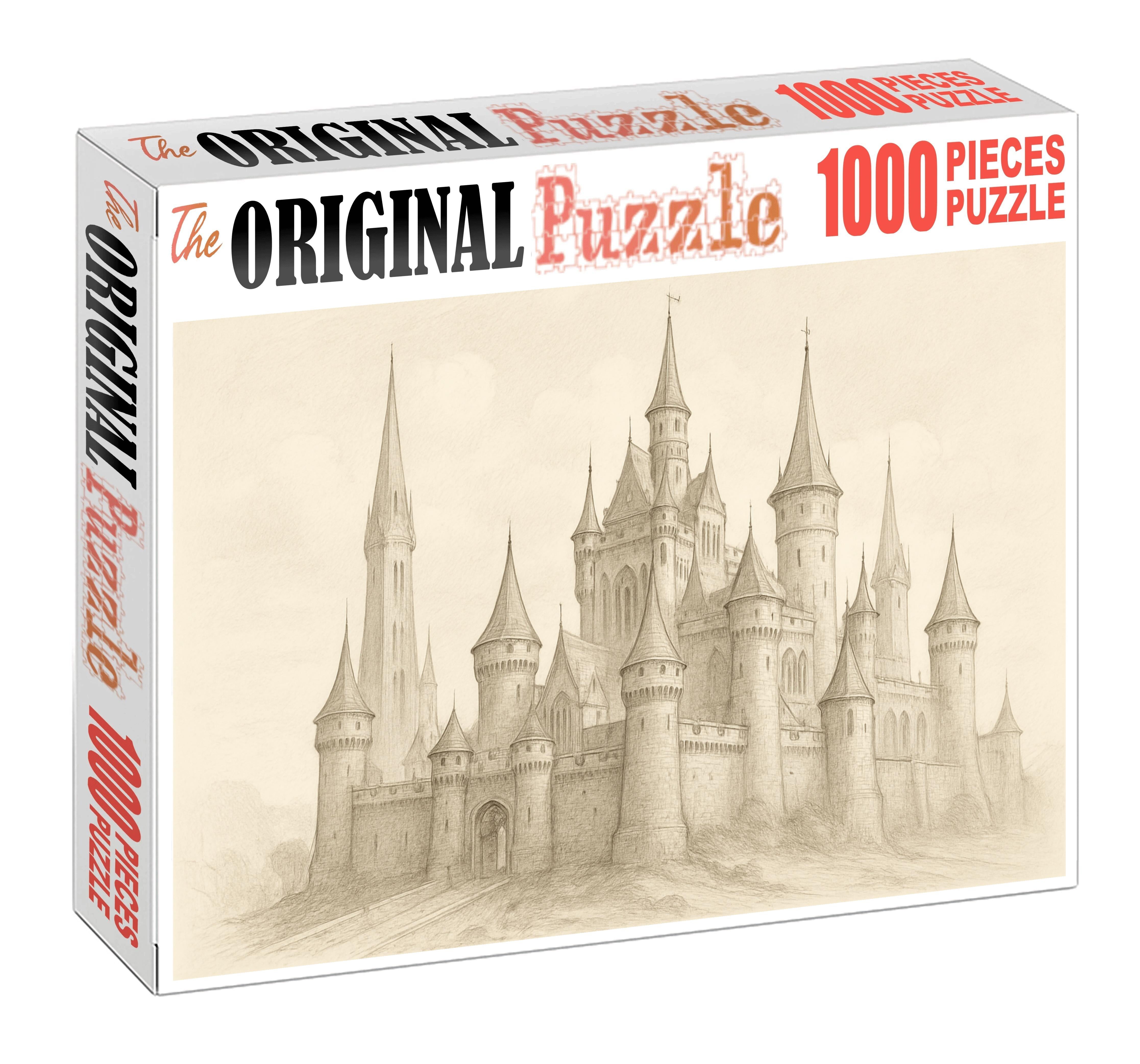 Fantasy Architecture Draft Elaborate Pencil Sketch Of Imagined Castle Family Puzzles