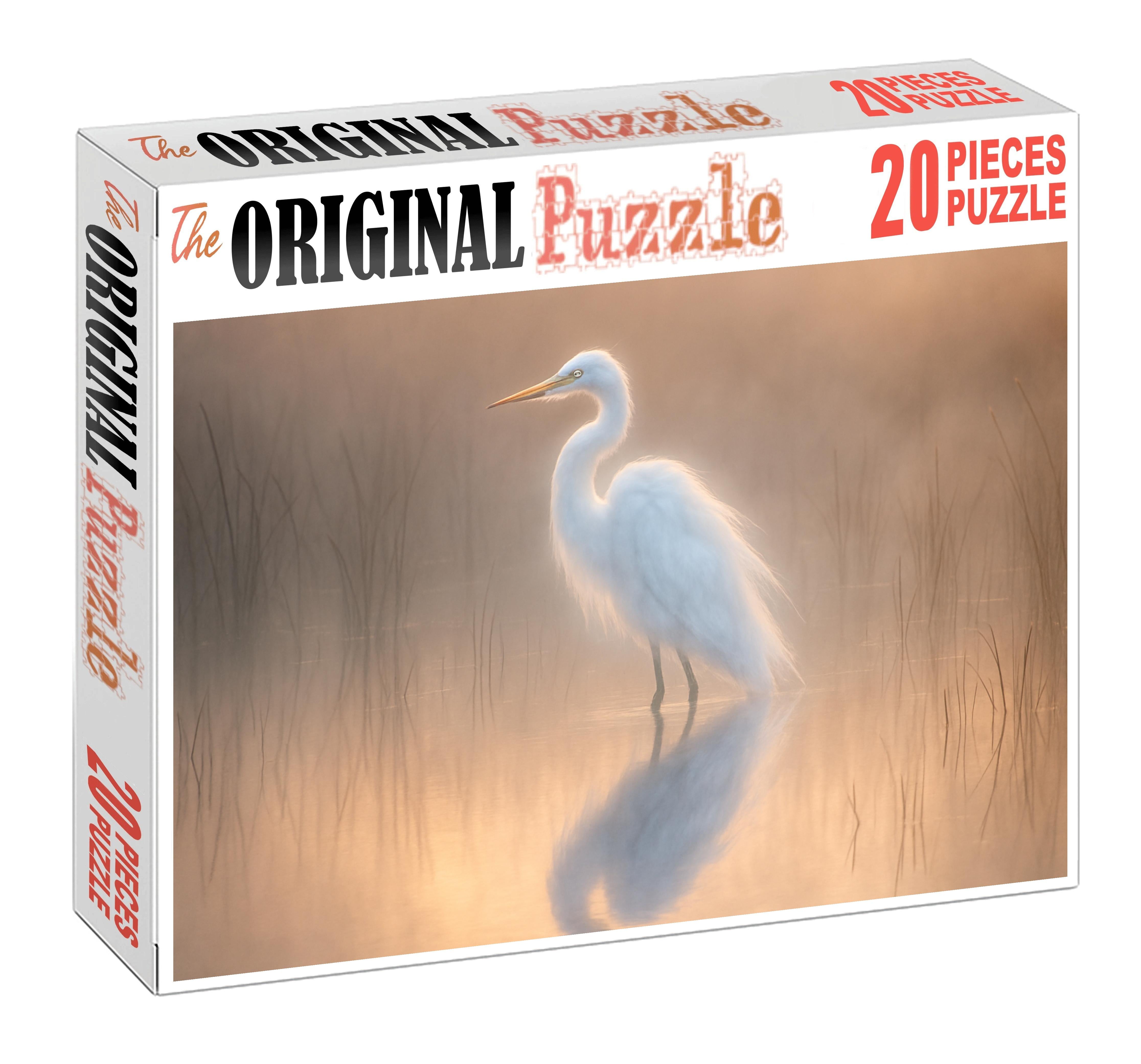 Ghostly Egret Graceful Marsh Specter Premium Puzzle Pieces