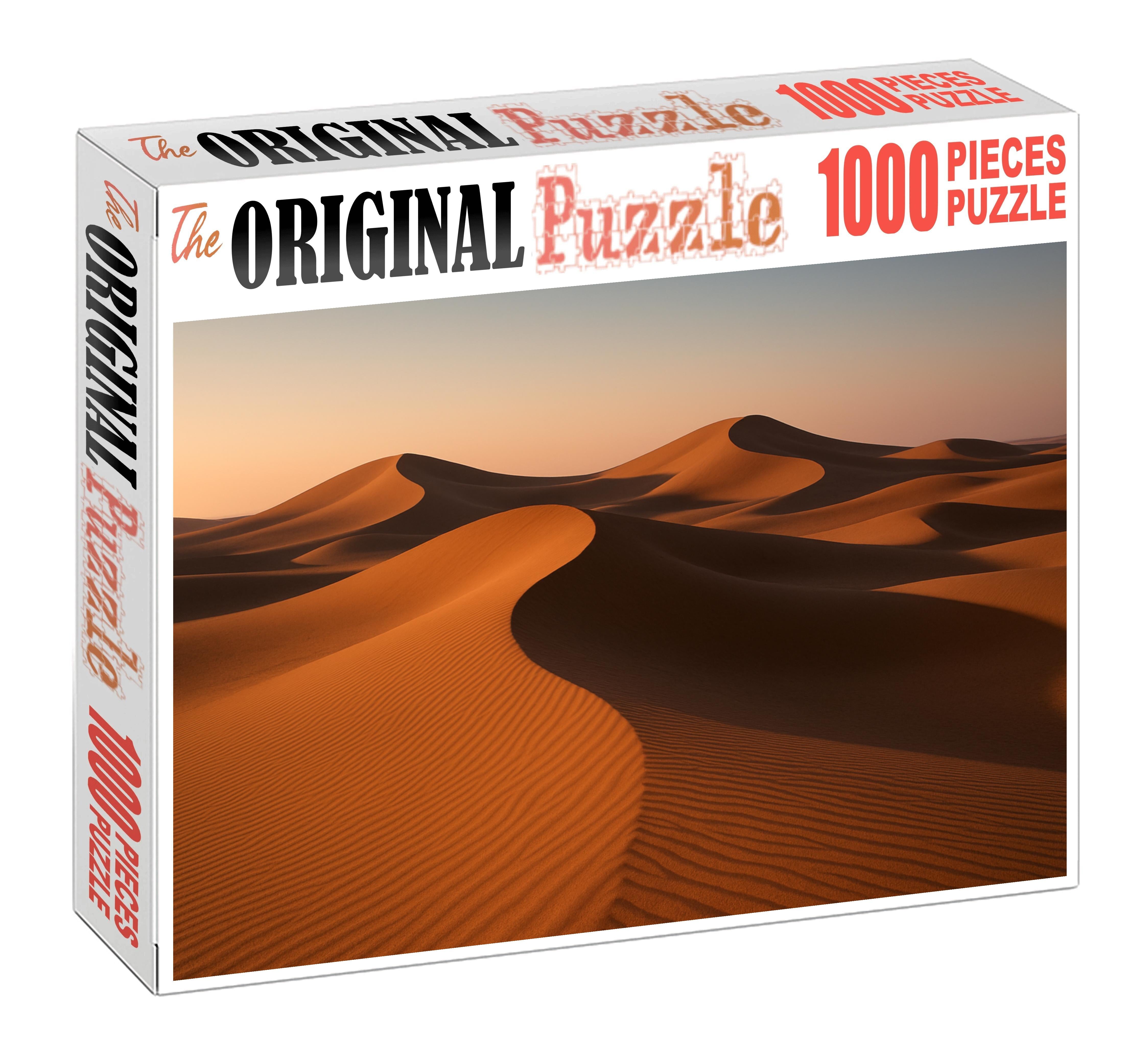 Silent Amber Dunes Tranquil Waves Beneath A Soft Morning Glow Premium Puzzle Pieces
