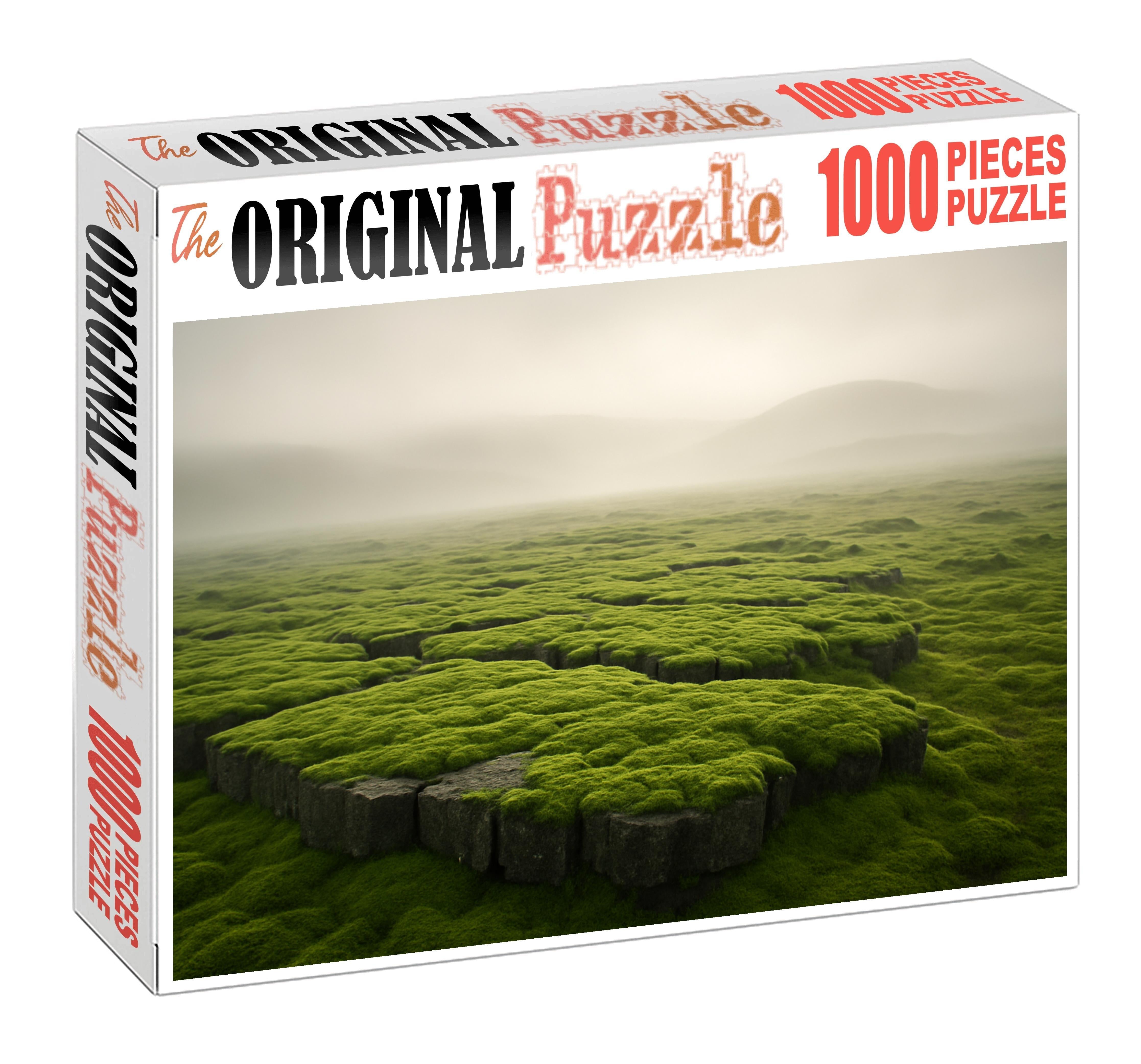 Moss-covered Basalt Plateau At Misty Dawn Mini Puzzle