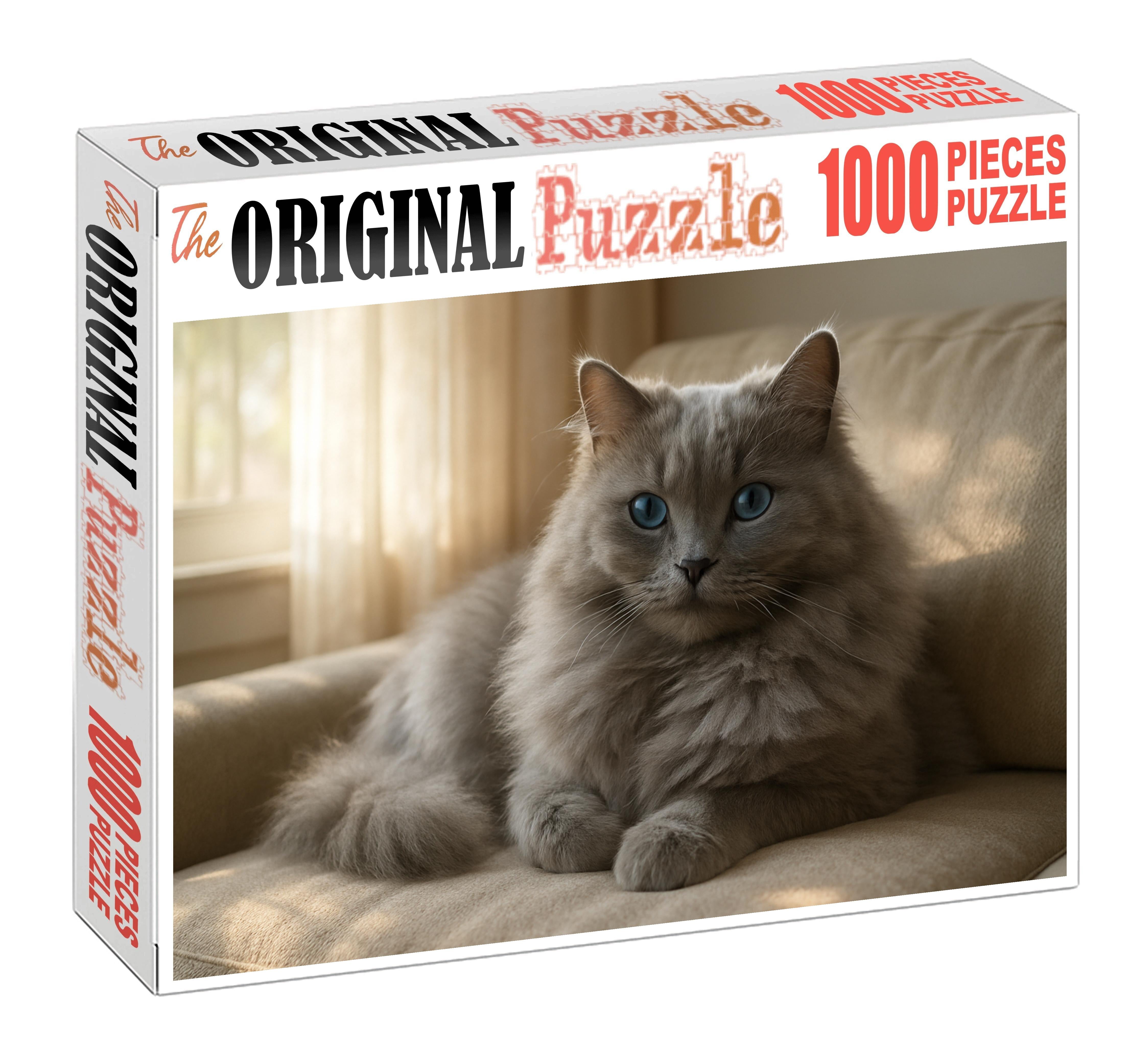 Pearl Mist Gentle Blue-gray Longhair With Soft Gaze 20 Piece Puzzle