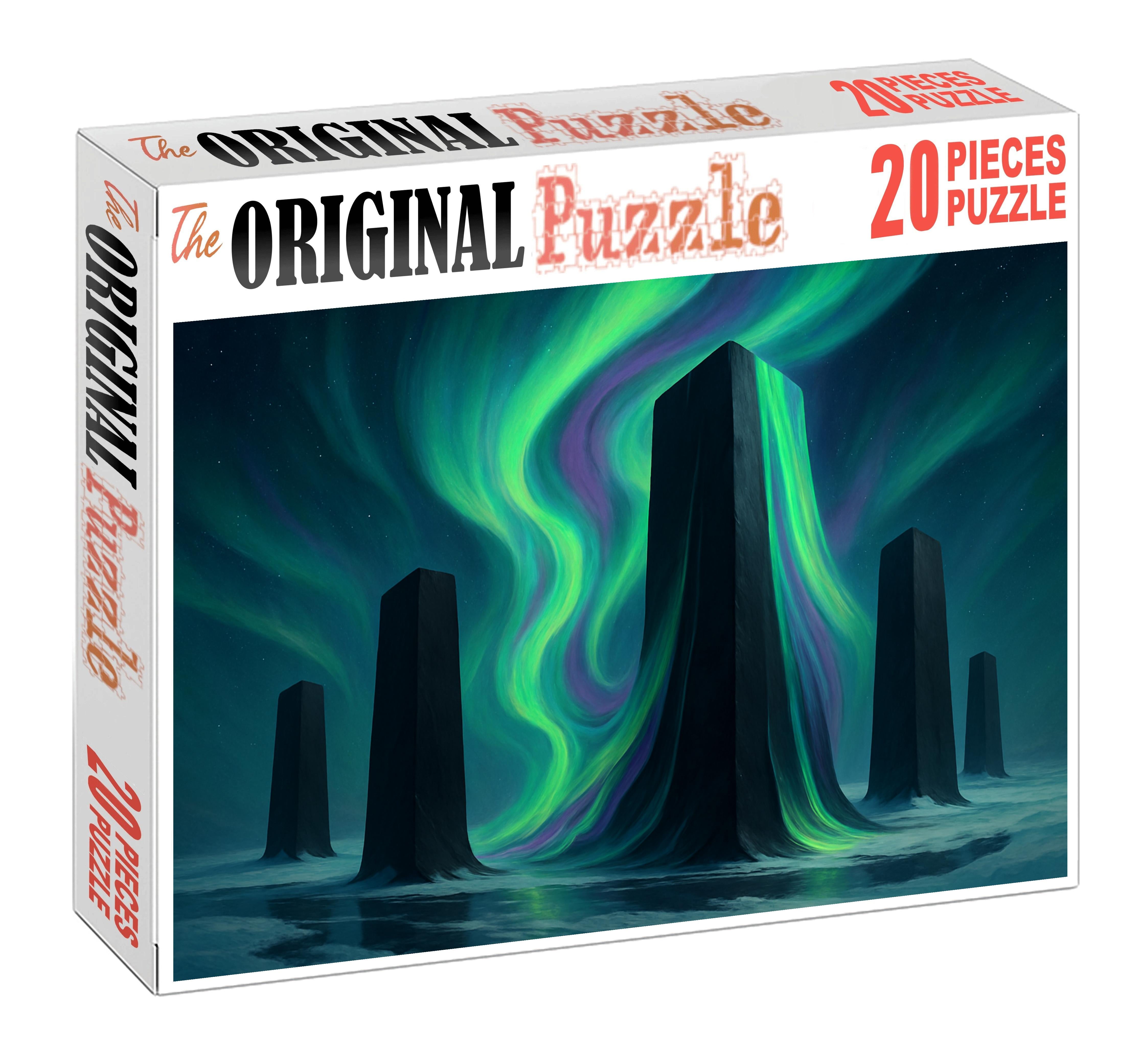 Silent Monoliths In A Melting Aurora 300 Piece Puzzle