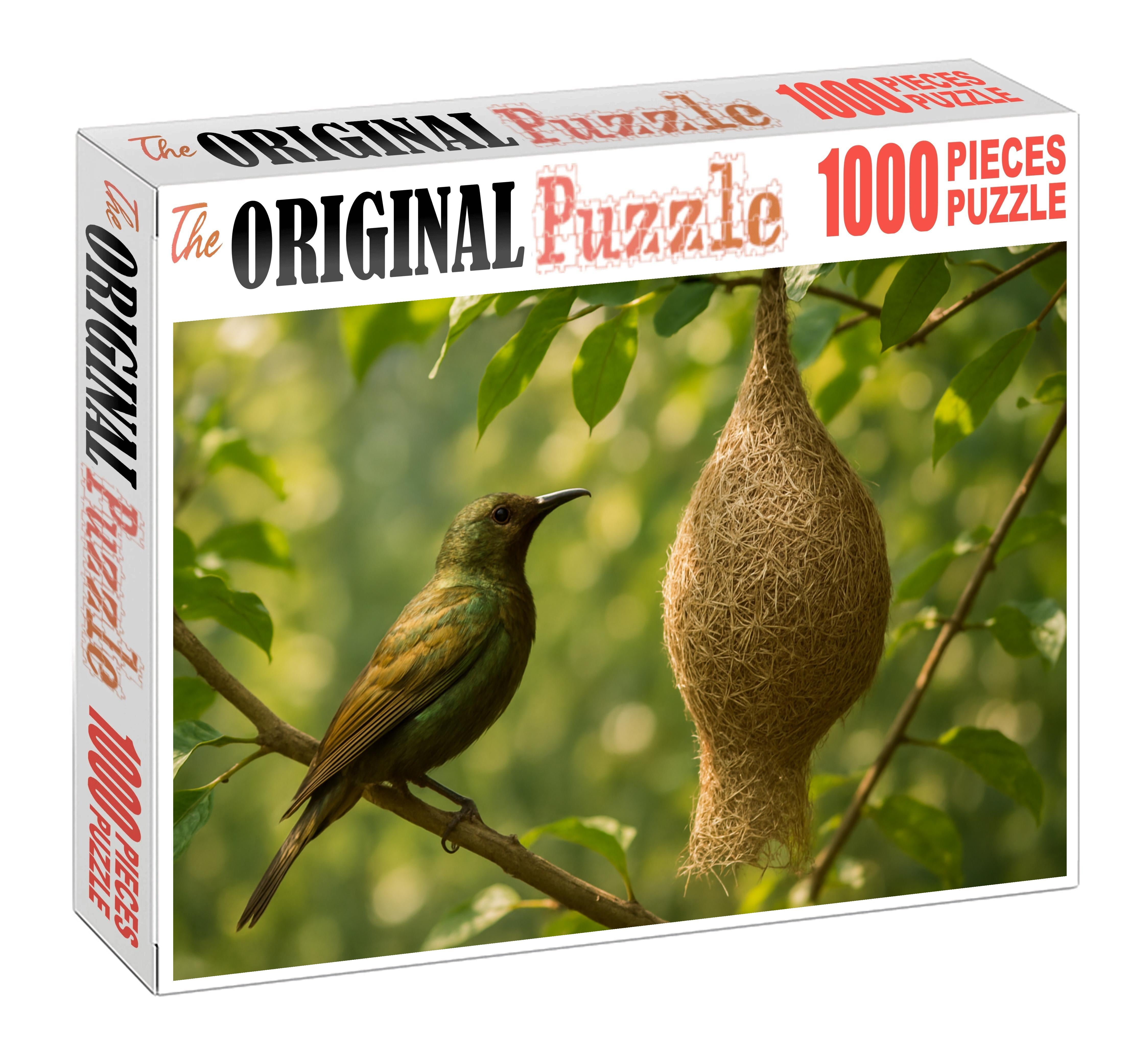 Bronzeleaf Weaver Vibrantly Colored Bird With Elaborate Nesting Rituals Custom Jigsaw Puzzle