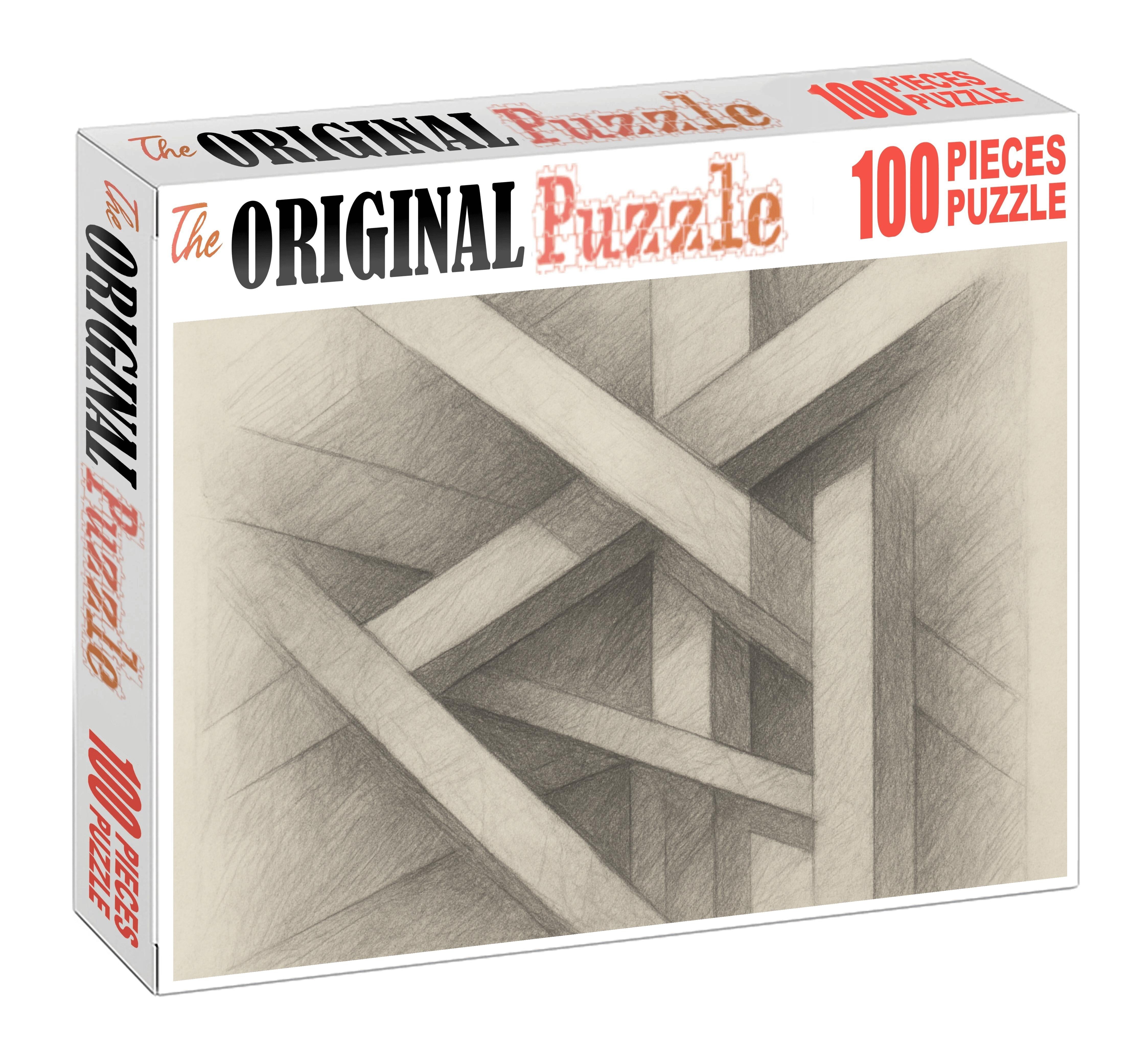 Abstract Architectural Fragment Linear Graphite And Erased Highlights Custom Jigsaw Puzzle