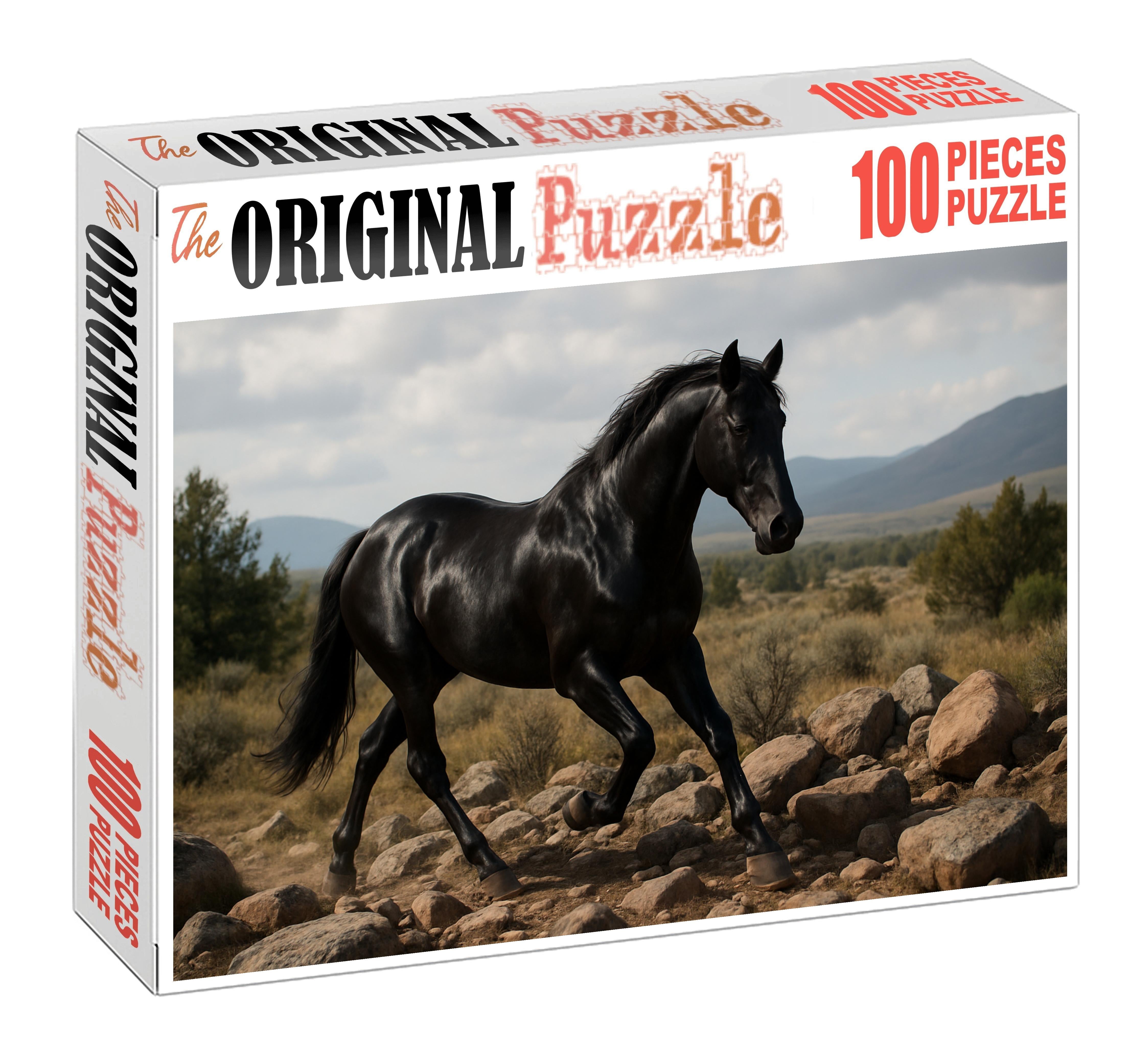 Midnight Velvet Mustang Sleek Black Gelding With Surefooted Gait Large Format Puzzle