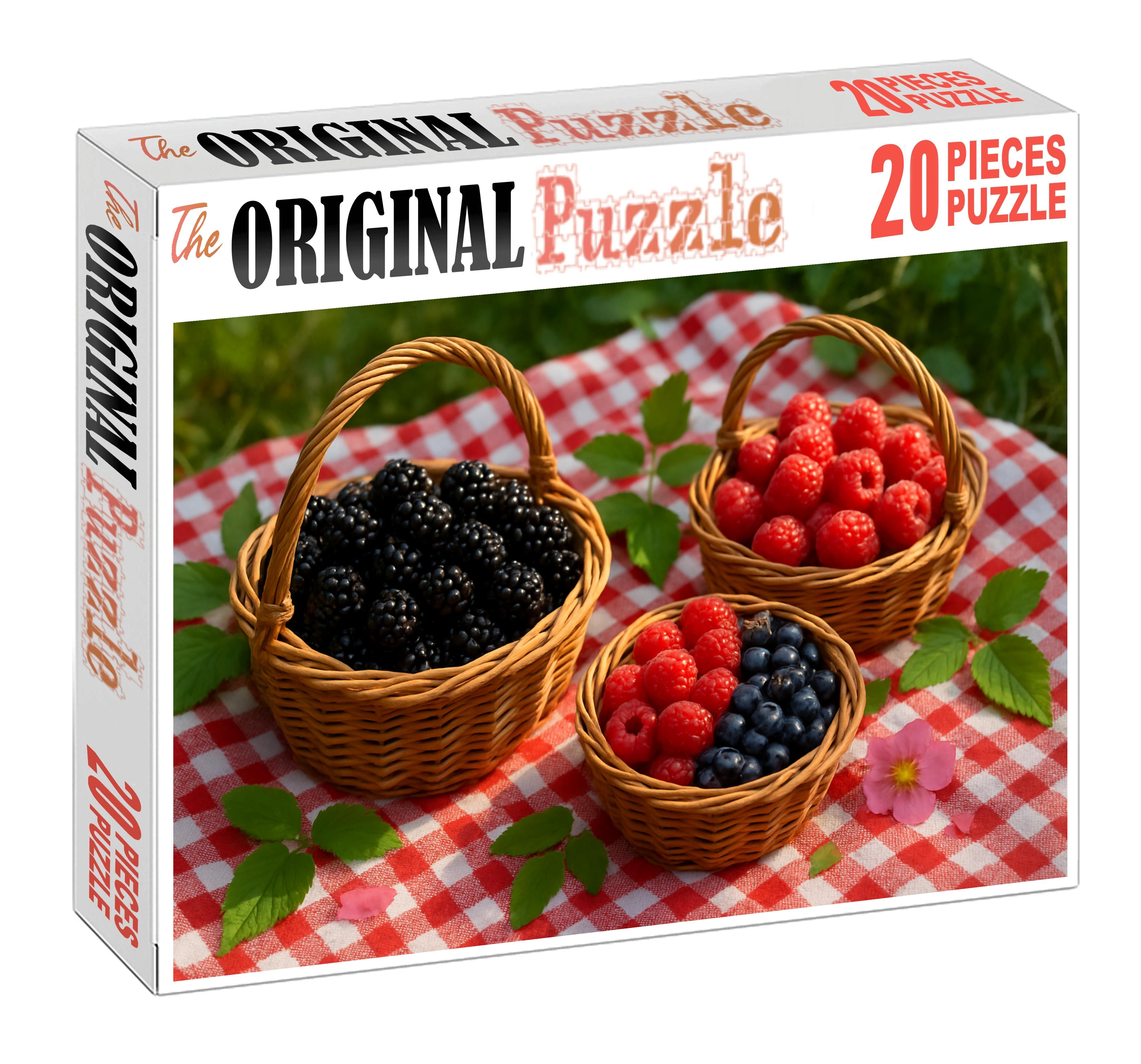 Picnic Pleasures Hand-picked Wild Berries In Natural Woven Containers Premium Puzzle Pieces