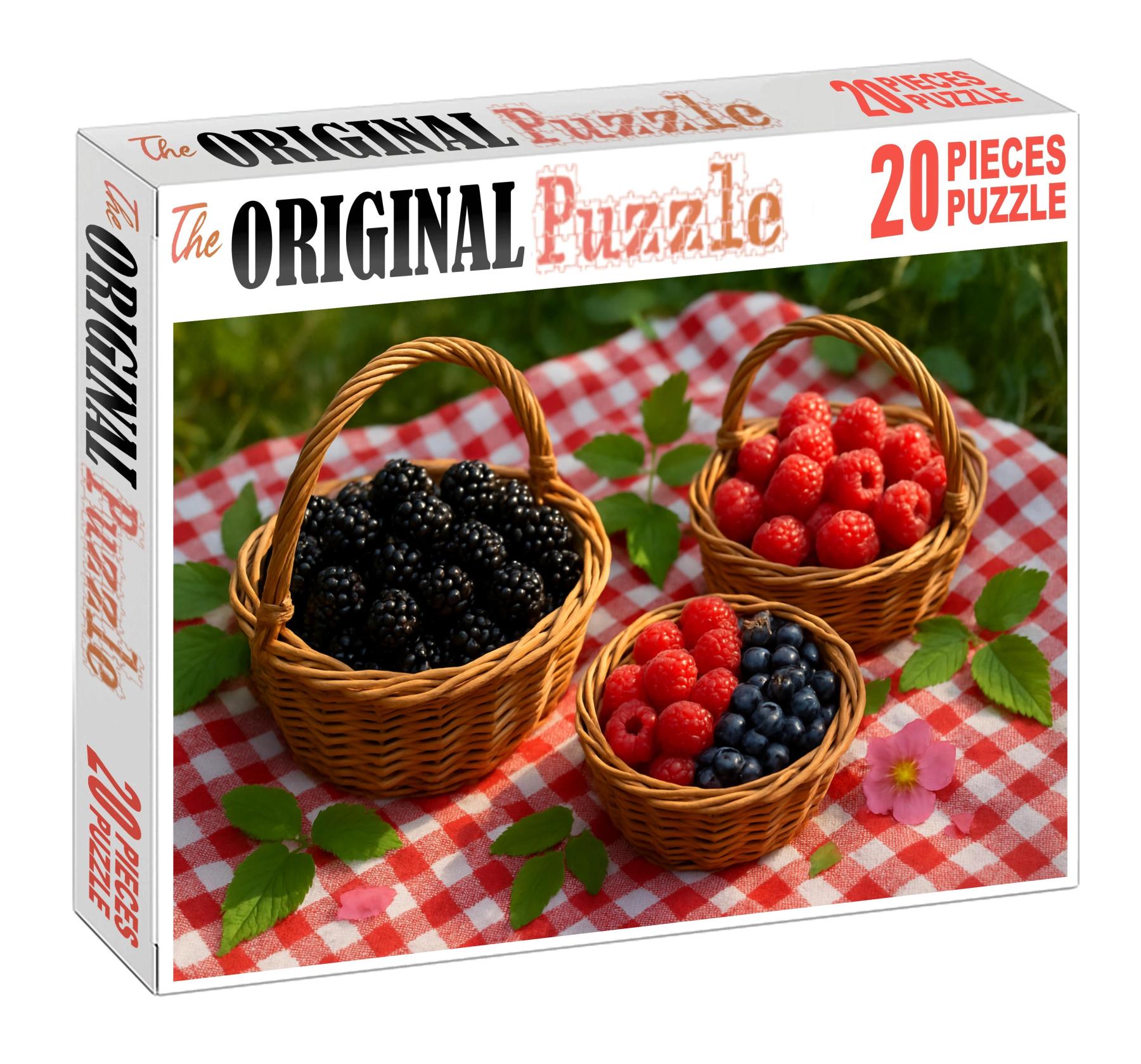 Picnic Pleasures Hand-picked Wild Berries In Natural Woven Containers Premium Puzzle Pieces