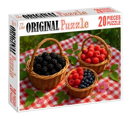 Picnic Pleasures Hand-picked Wild Berries In Natural Woven Containers Premium Puzzle Pieces