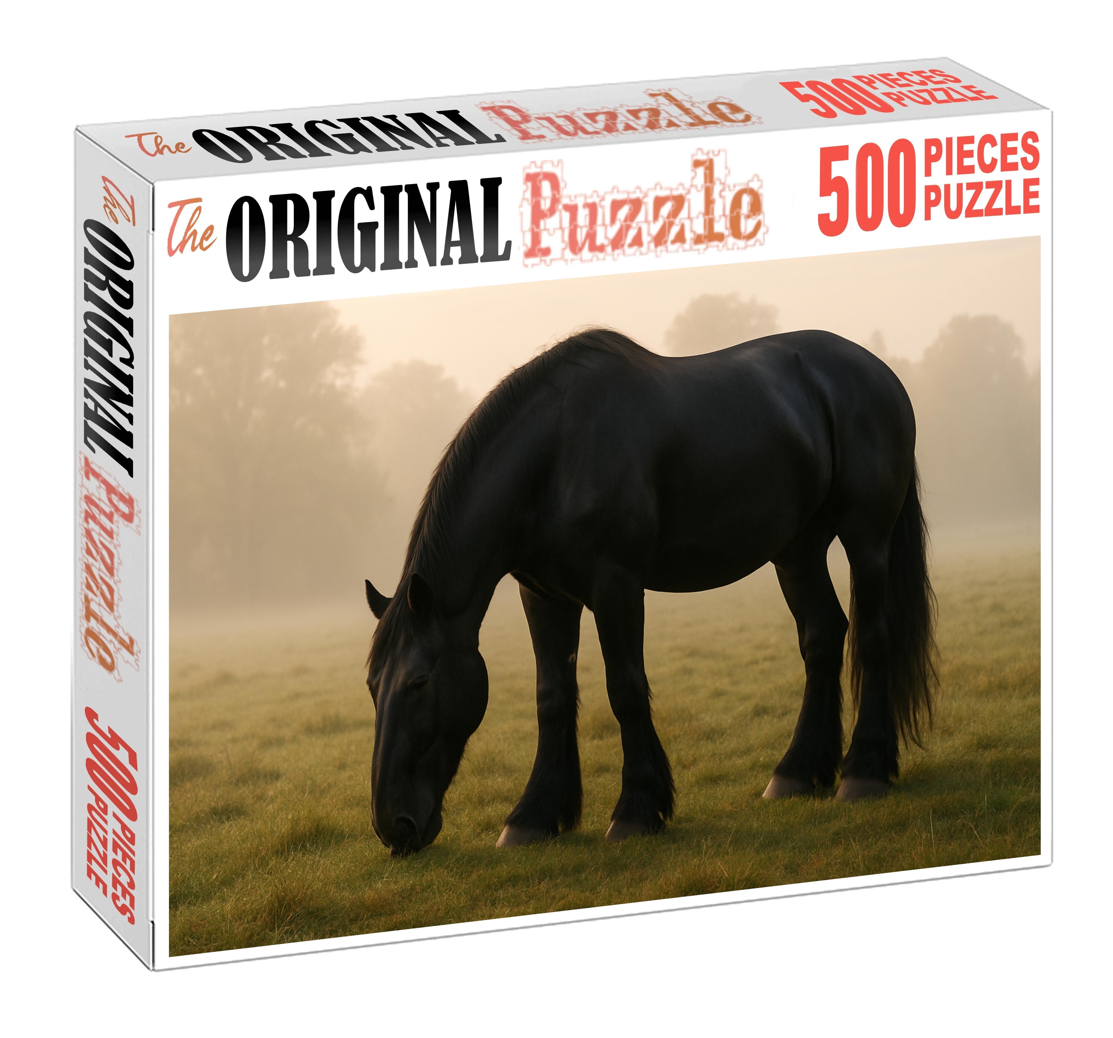 Ebony Majesty Imposing Black Draft Mare With Gentle Heart 50 Piece Puzzle