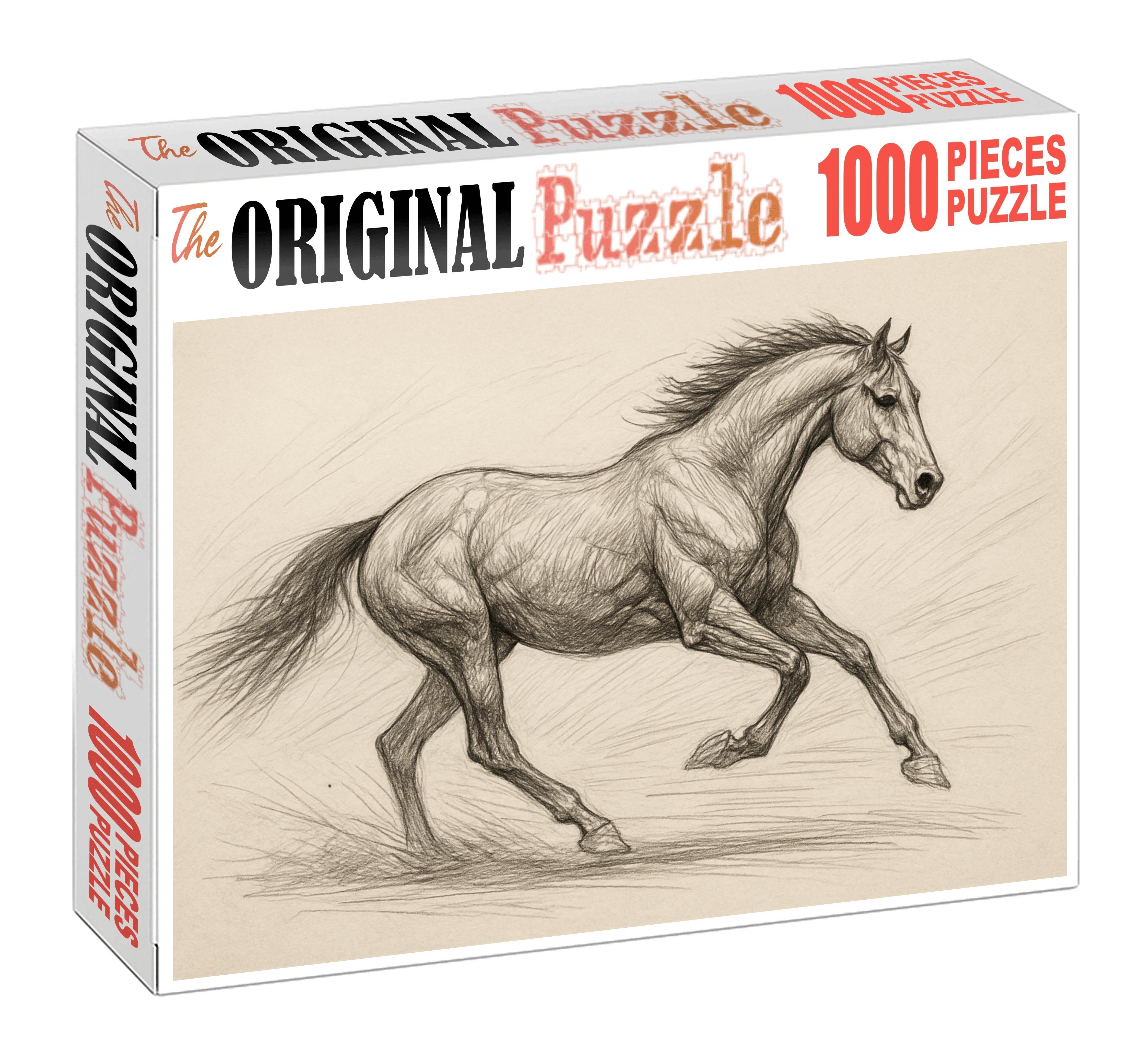 Dynamic Equine Anatomy Study Energetic Pencil Sketch Of Horse Musculature Mini Puzzle