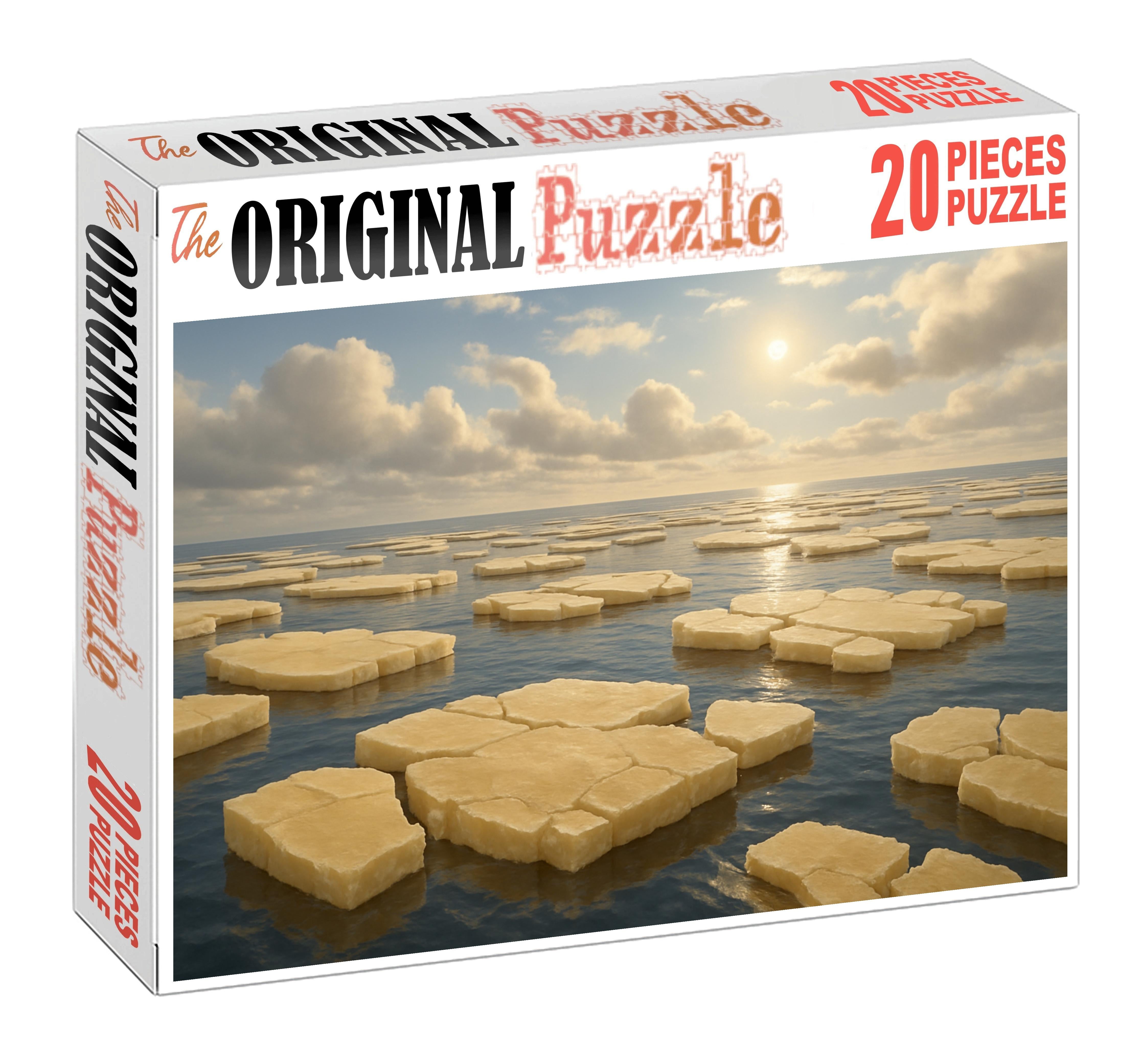 Amber Ice Shelf Edge Fragmented Floes Under Pale Arctic Light 50 Piece Puzzle