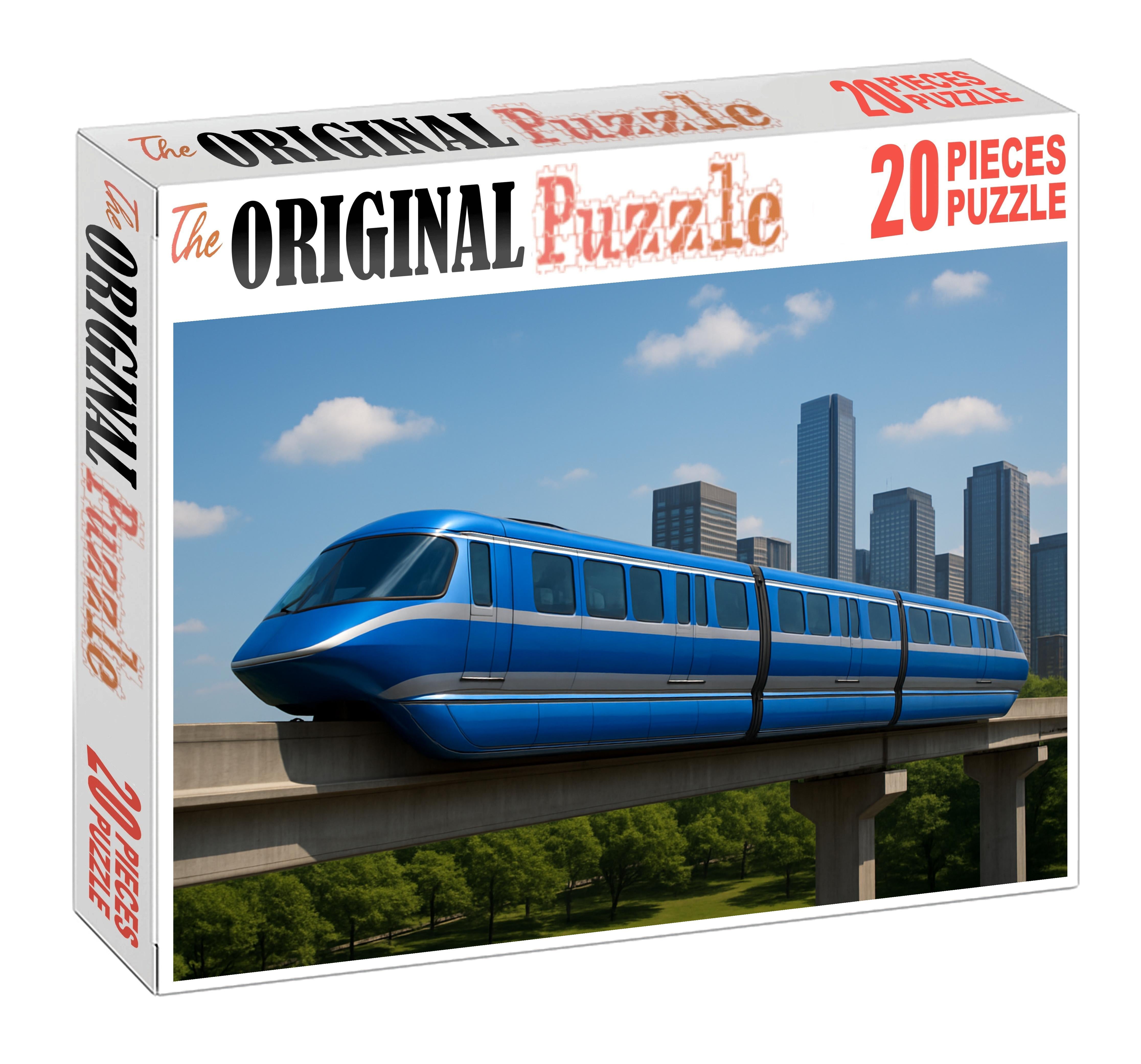 Sapphire Cascade Monorail Elevated Electric Transit System With Sleek Aerodynamic Design Premium Puzzle Pieces